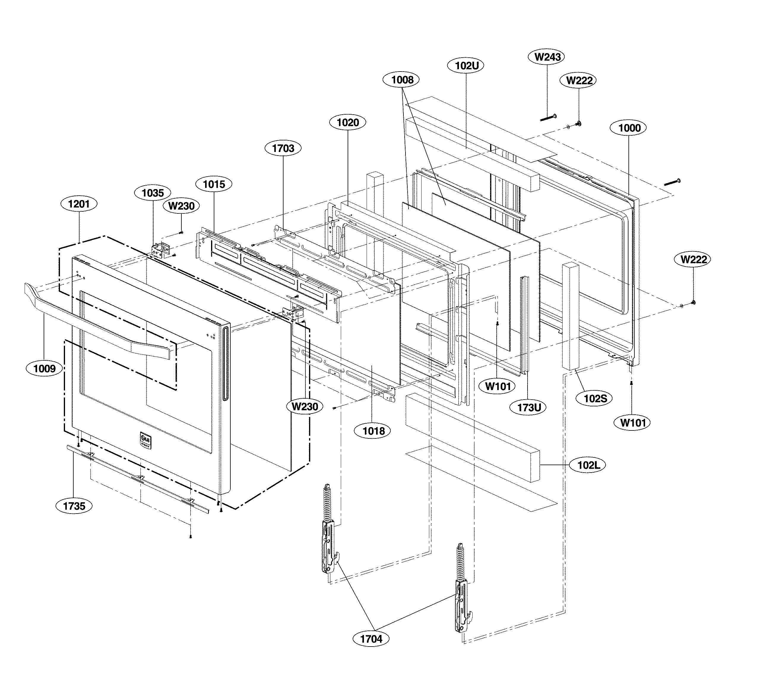 LG LSSE3029BD/00 door parts diagram