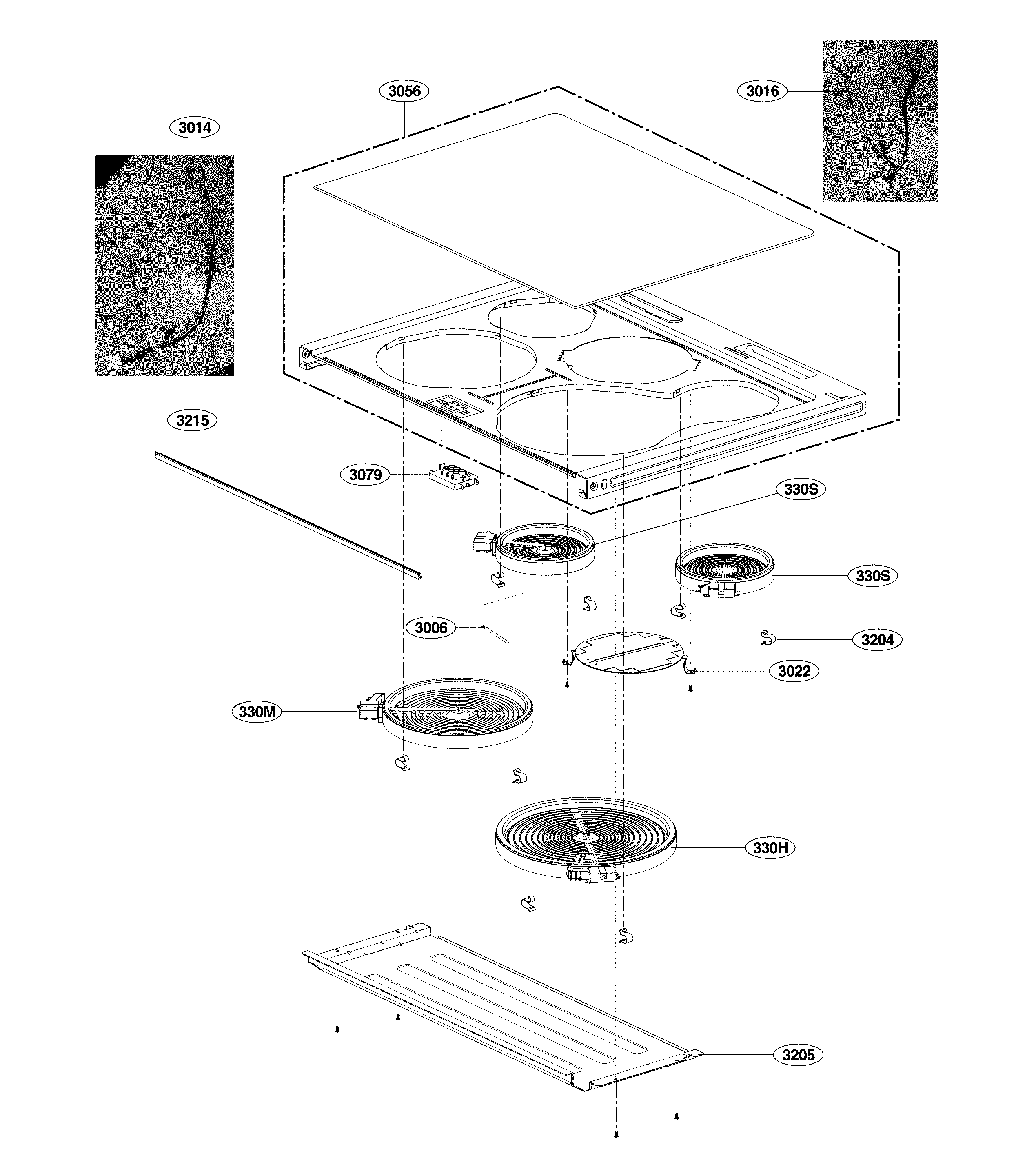 LG LSSE3029BD/00 cooktop parts diagram
