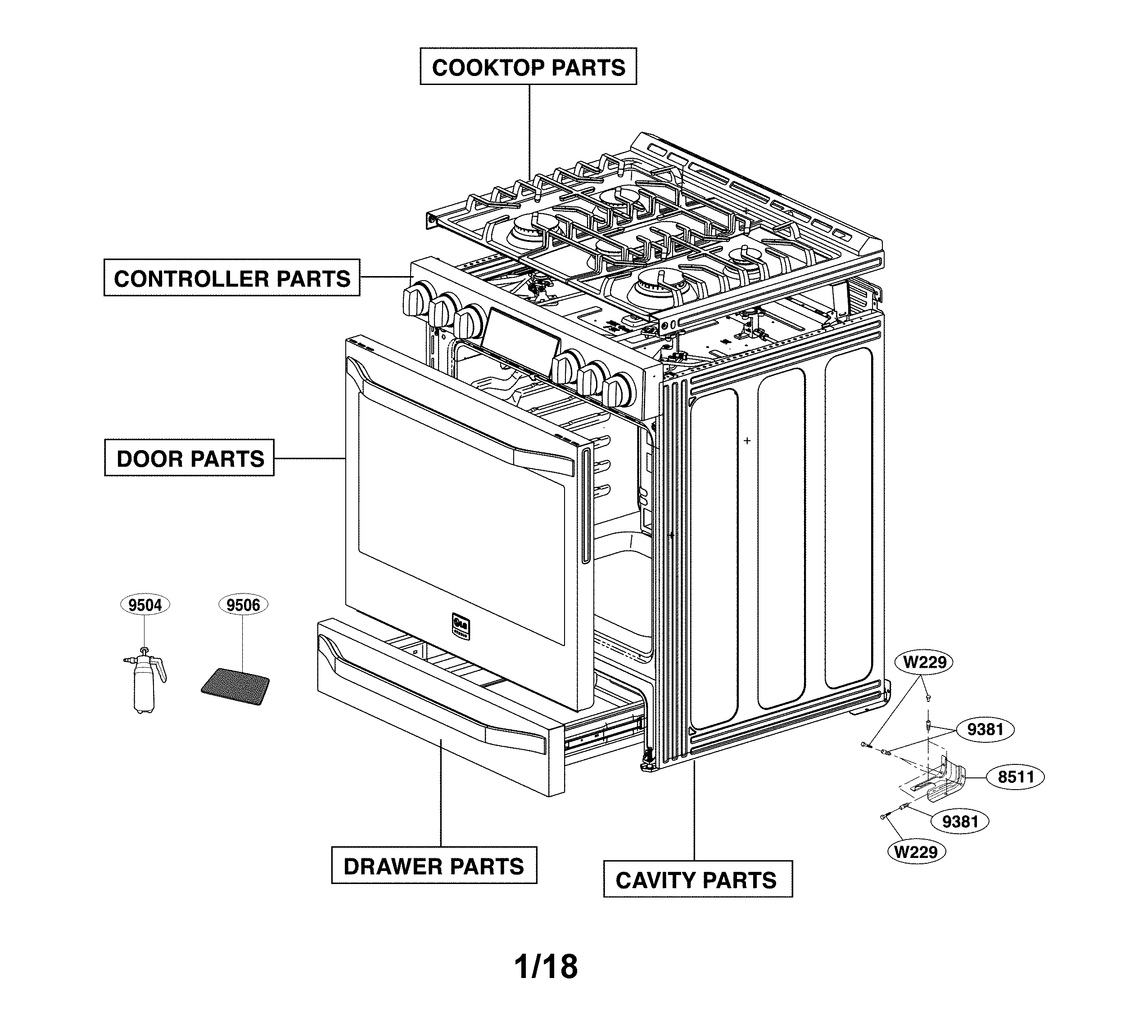 LG LSSG3019BD/00 accessory parts diagram