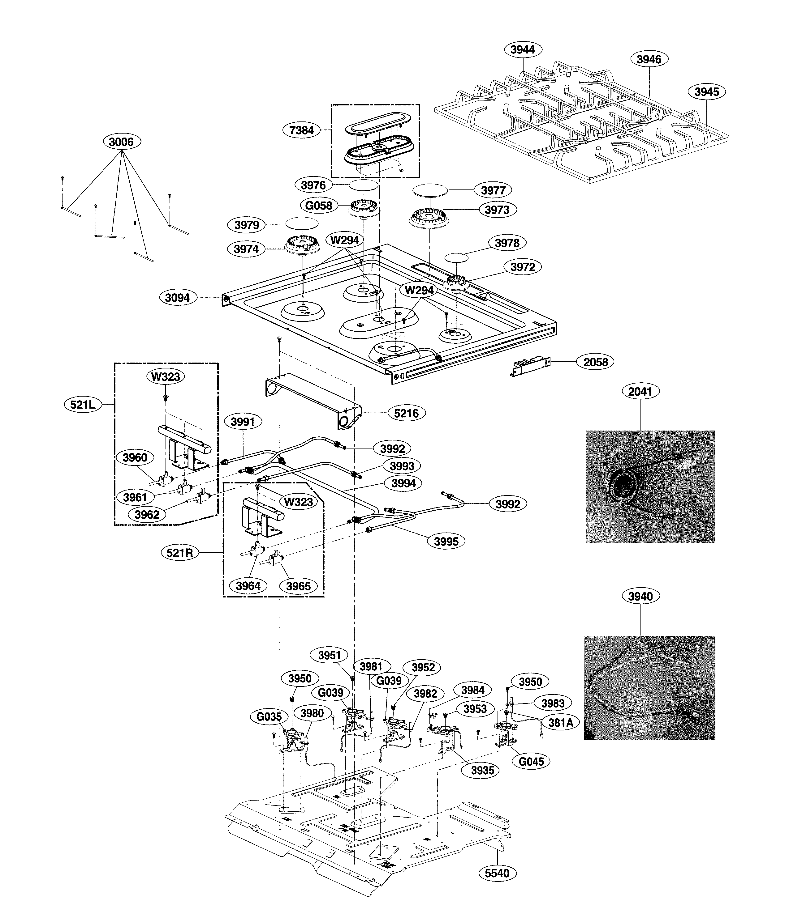 LG LSSG3019BD/00 cooktop parts diagram
