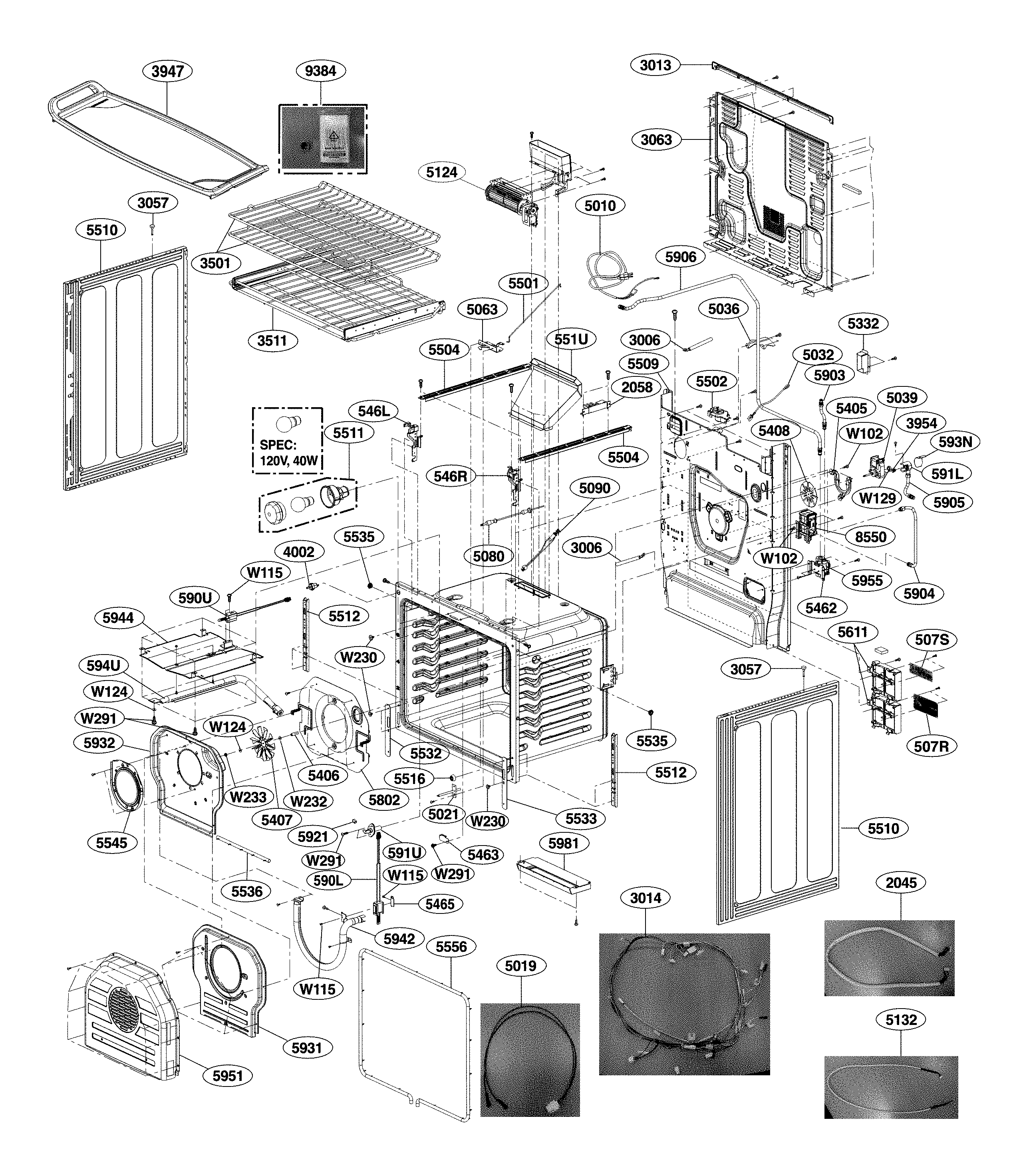 LG LSSG3019BD/00 cavity parts diagram