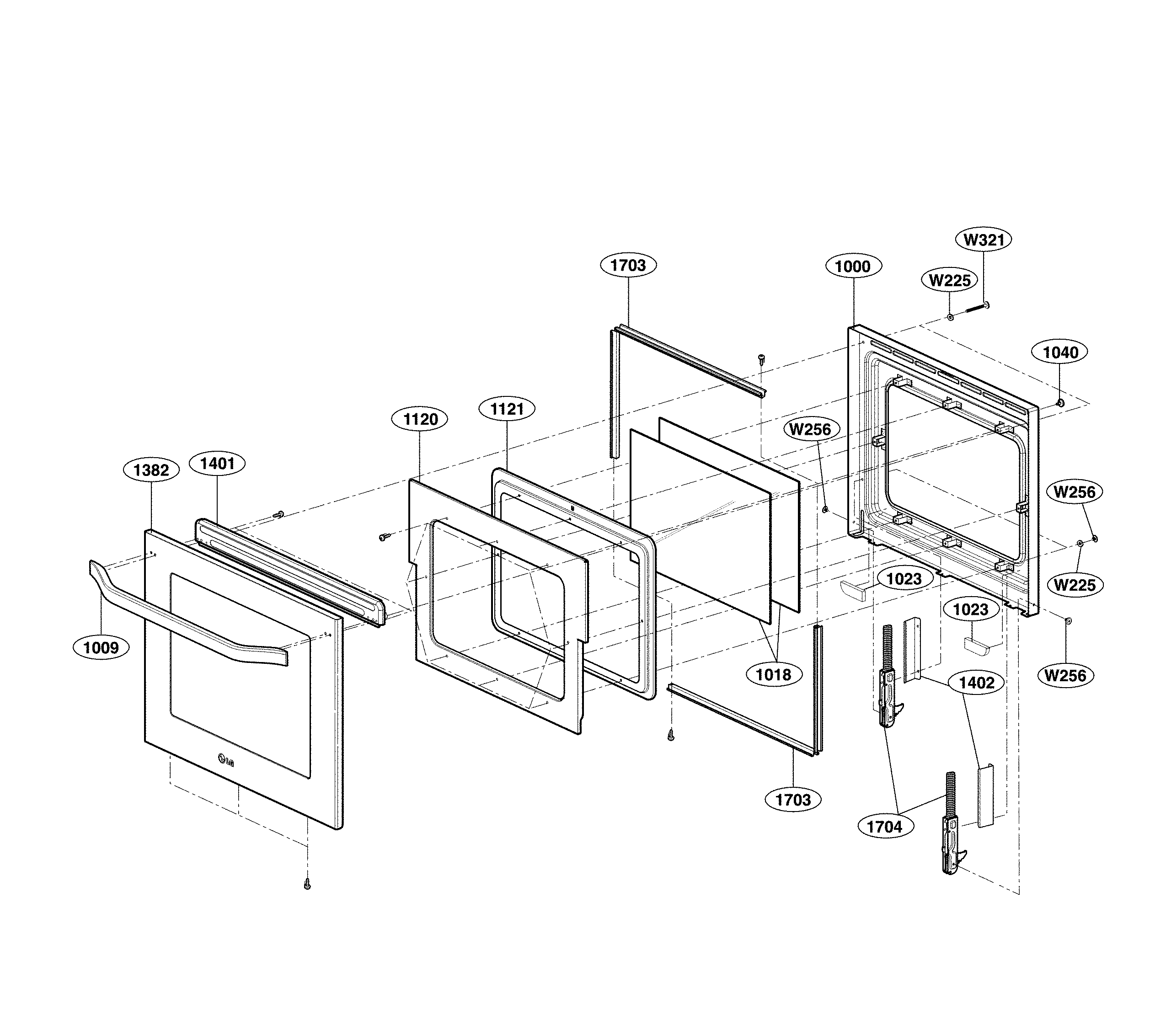 LG LSWD306ST/00 upper door parts diagram