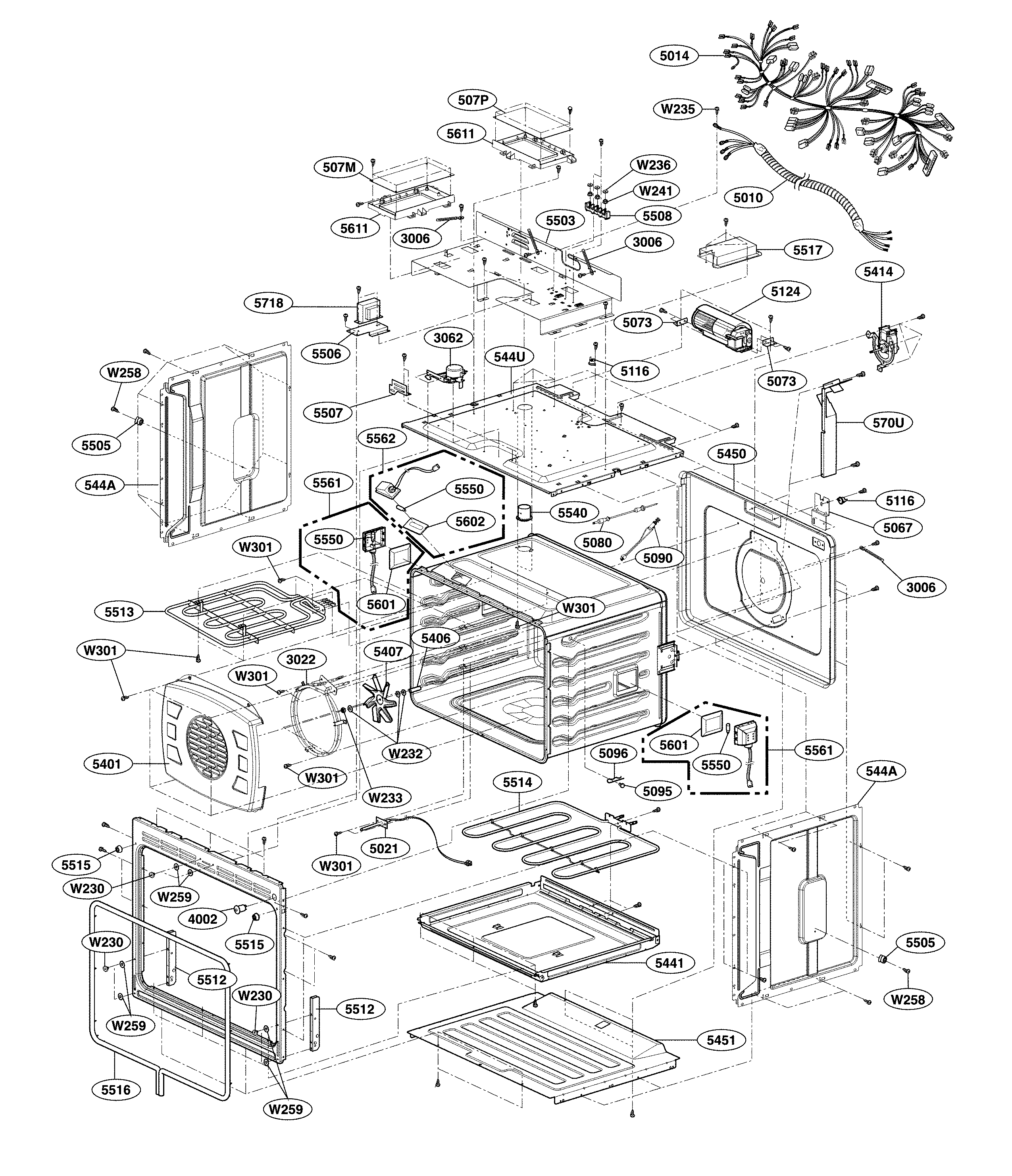 LG LSWD306ST/00 upper cavity parts diagram