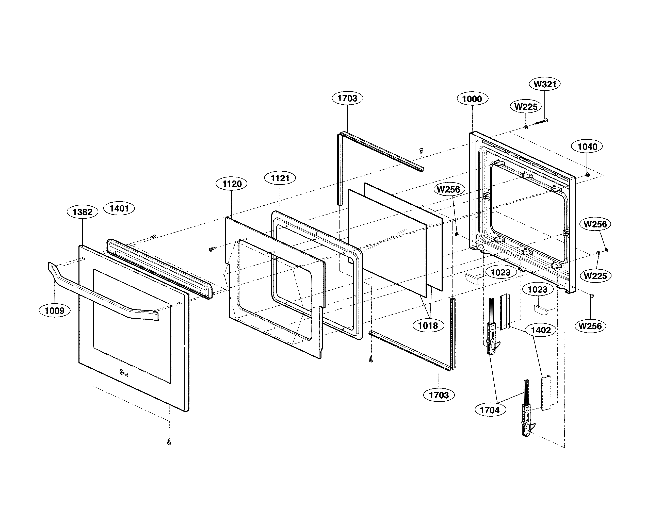 LG LSWD309BD/00 upper door parts diagram