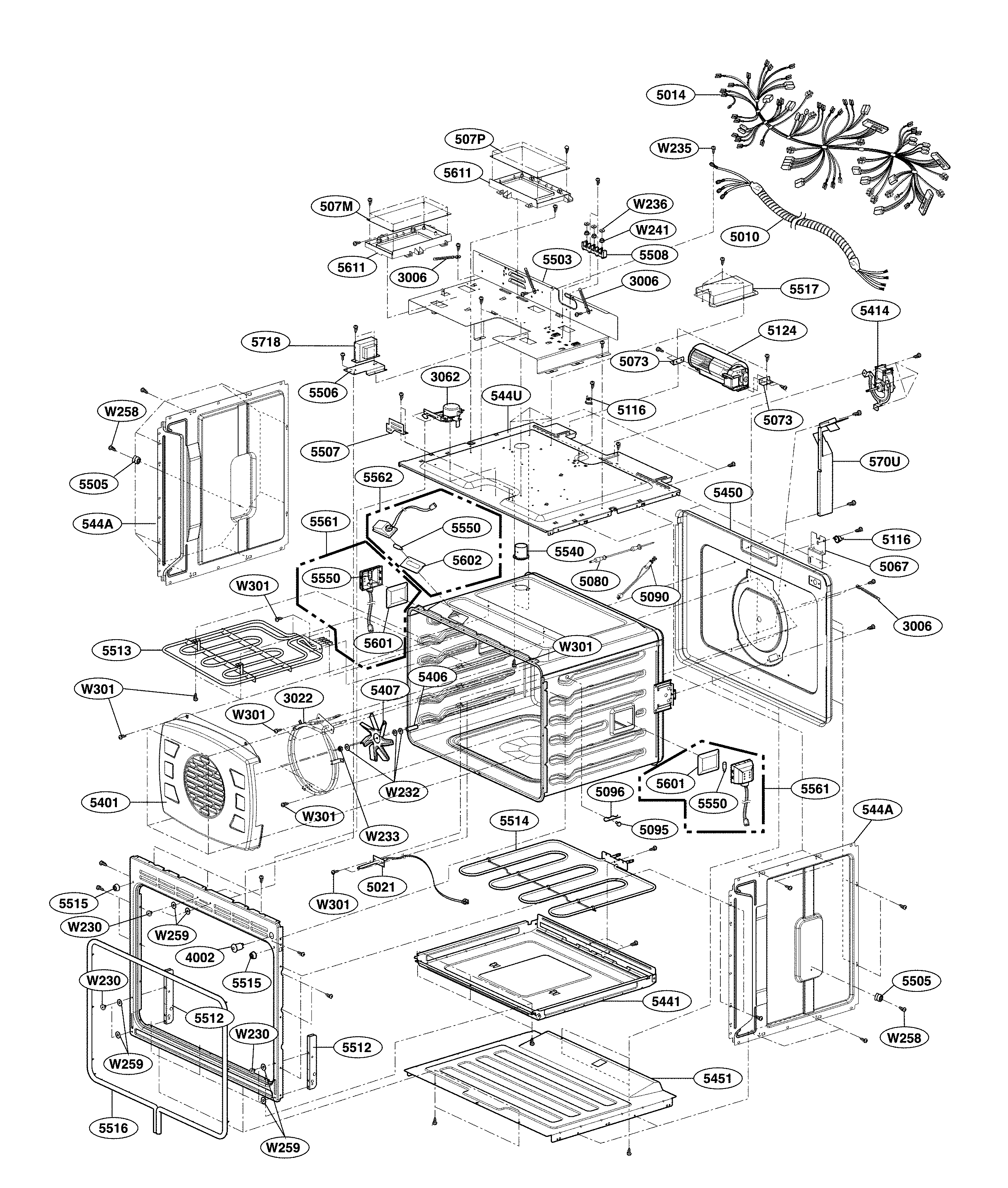 LG LSWD309BD/00 upper cavity parts diagram