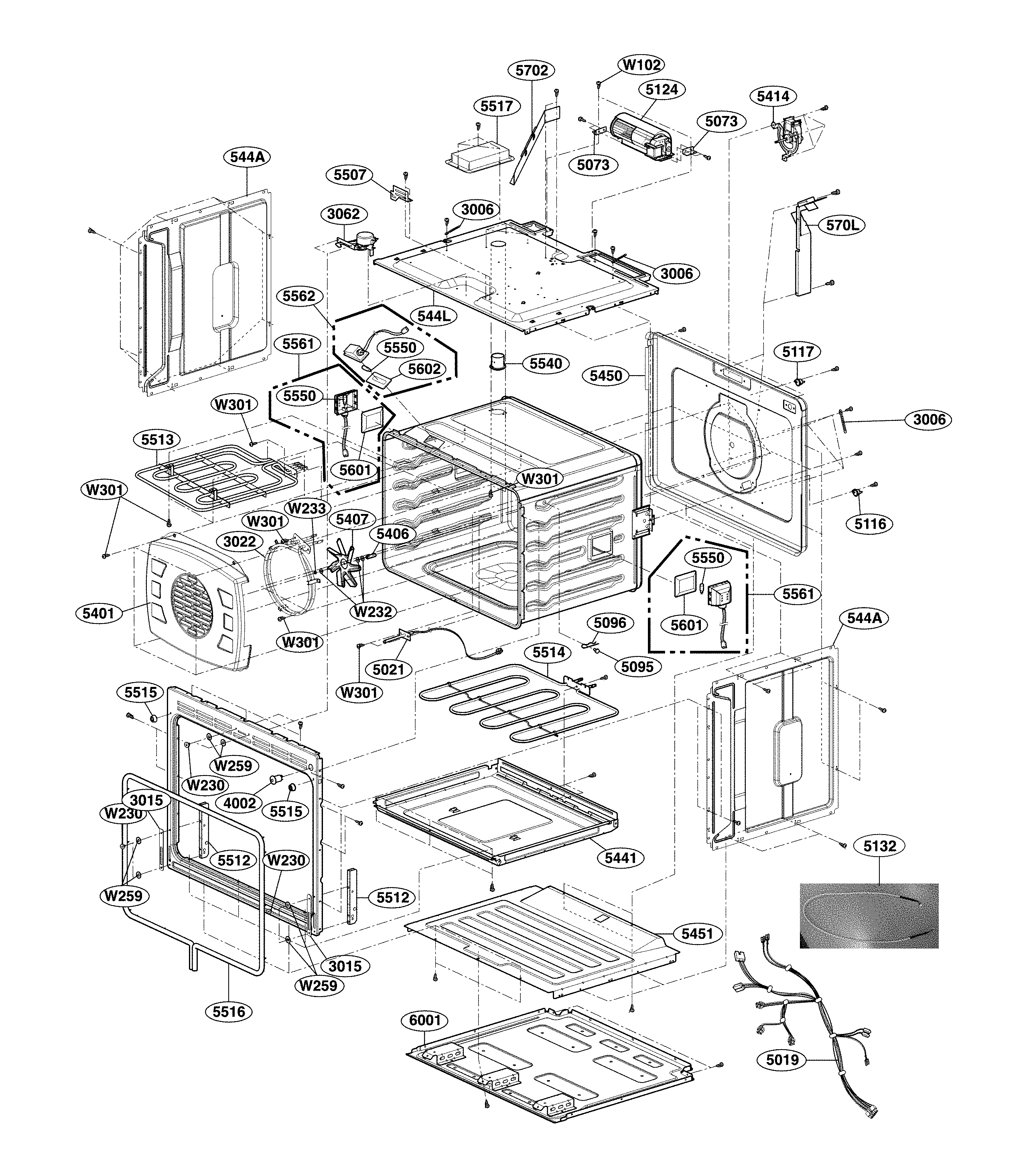 LG LSWD309BD/00 lower cavity parts diagram