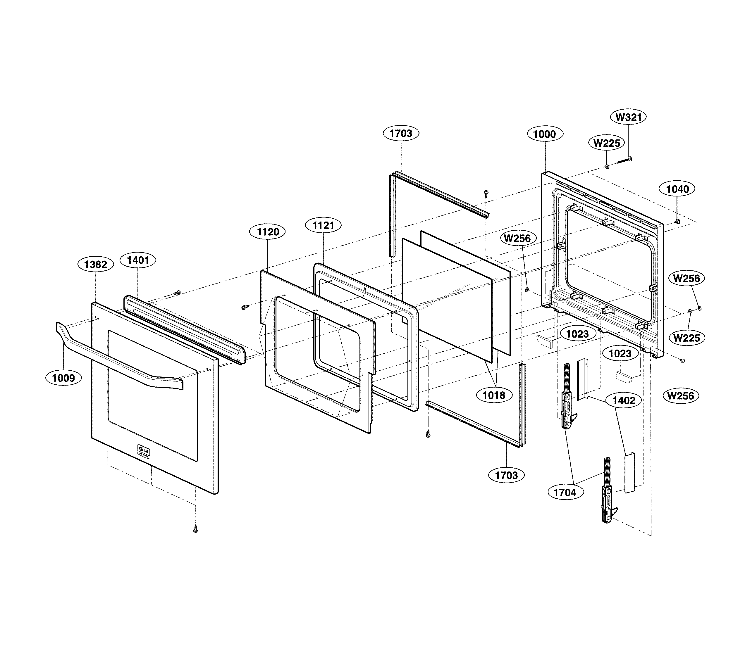 LG LSWS309BD/00 door parts diagram