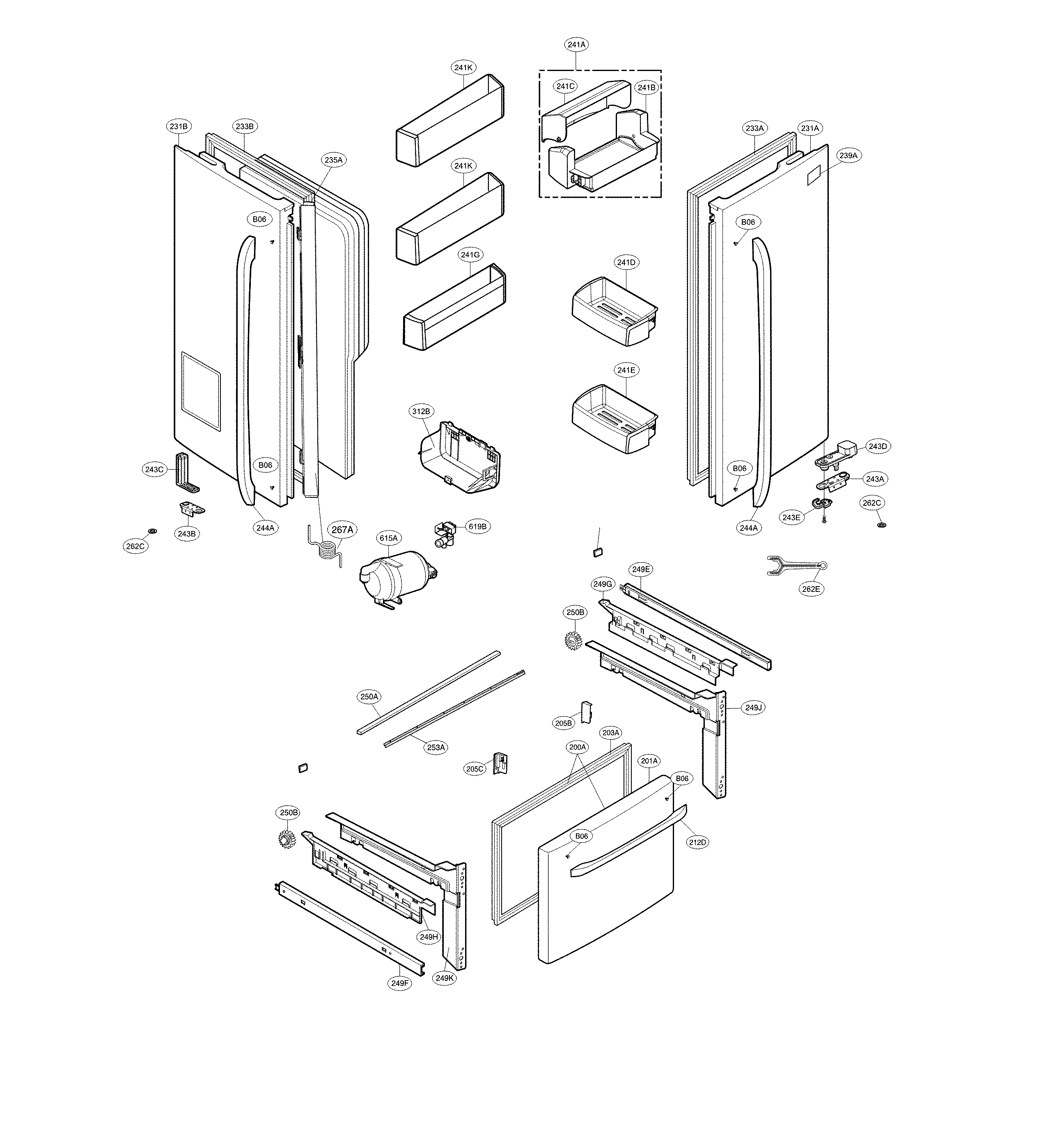 LG LFX25974SB/03 door parts diagram