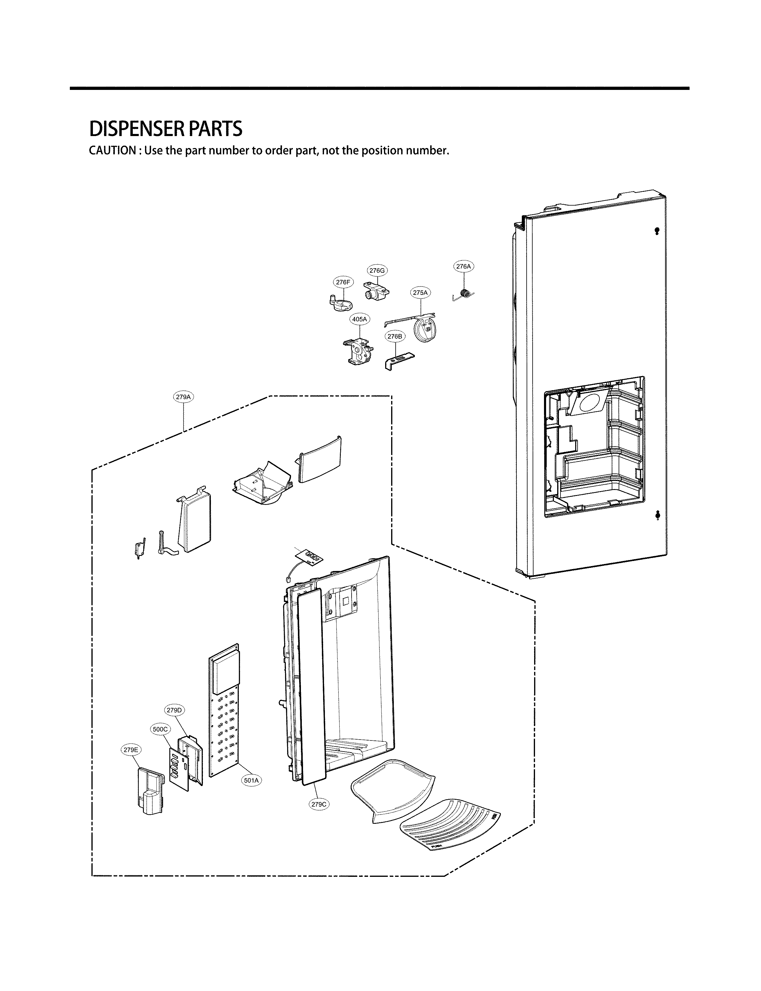 LG LFX25974SB/03 dispenser parts diagram