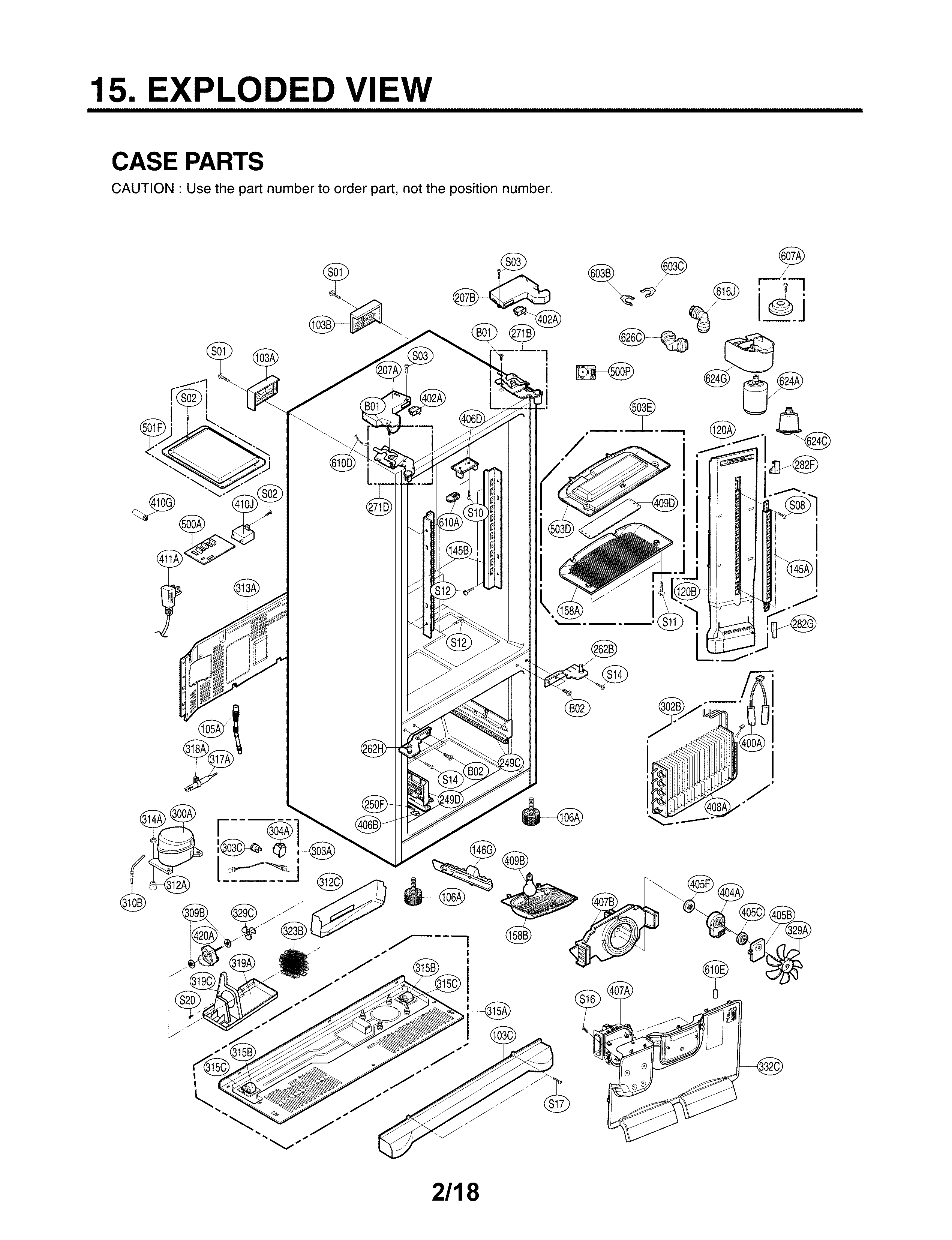 LG LFX25974ST/03 case parts diagram