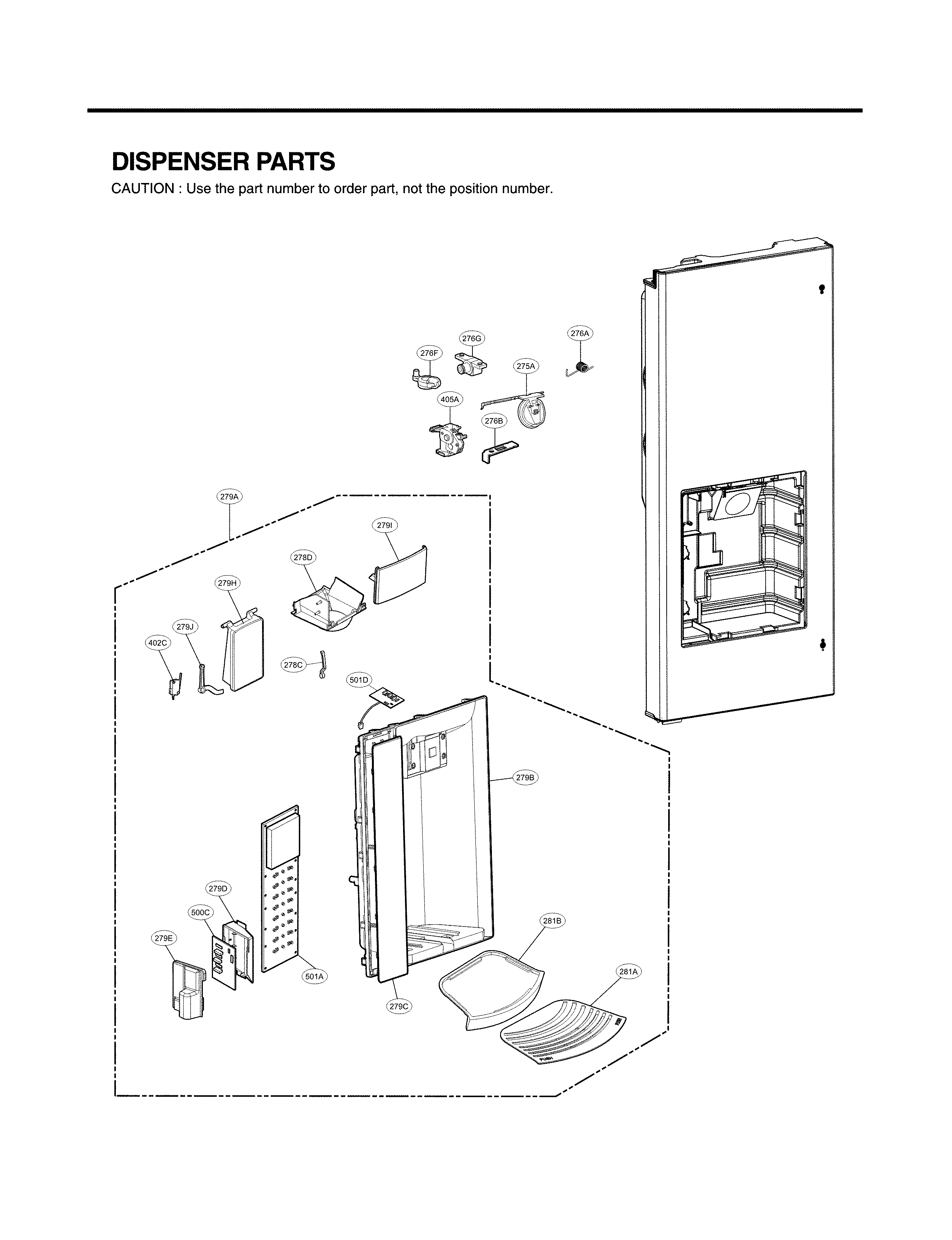LG LFX25974ST/03 dispenser parts diagram