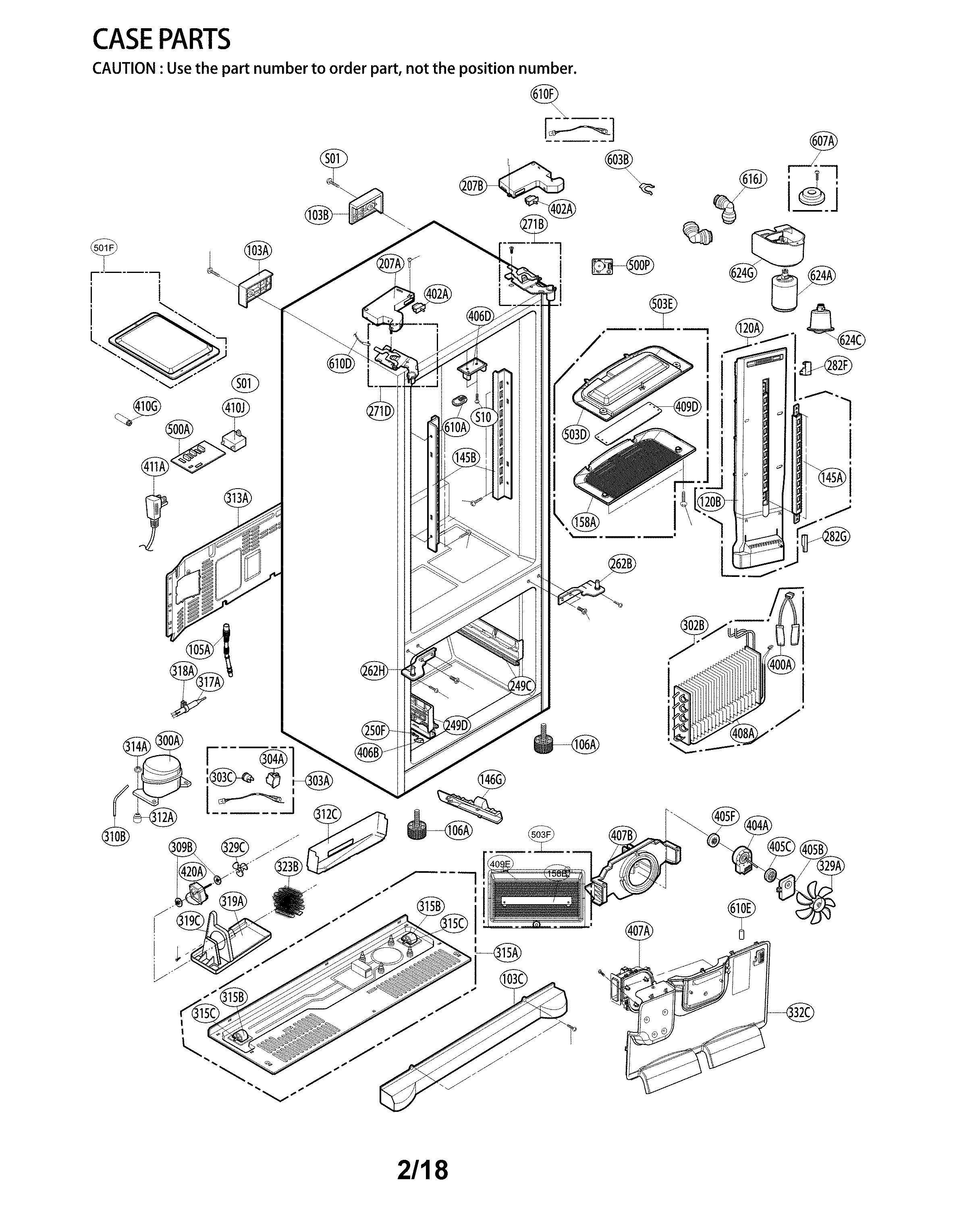 LG LFX25974SW/04 case parts diagram