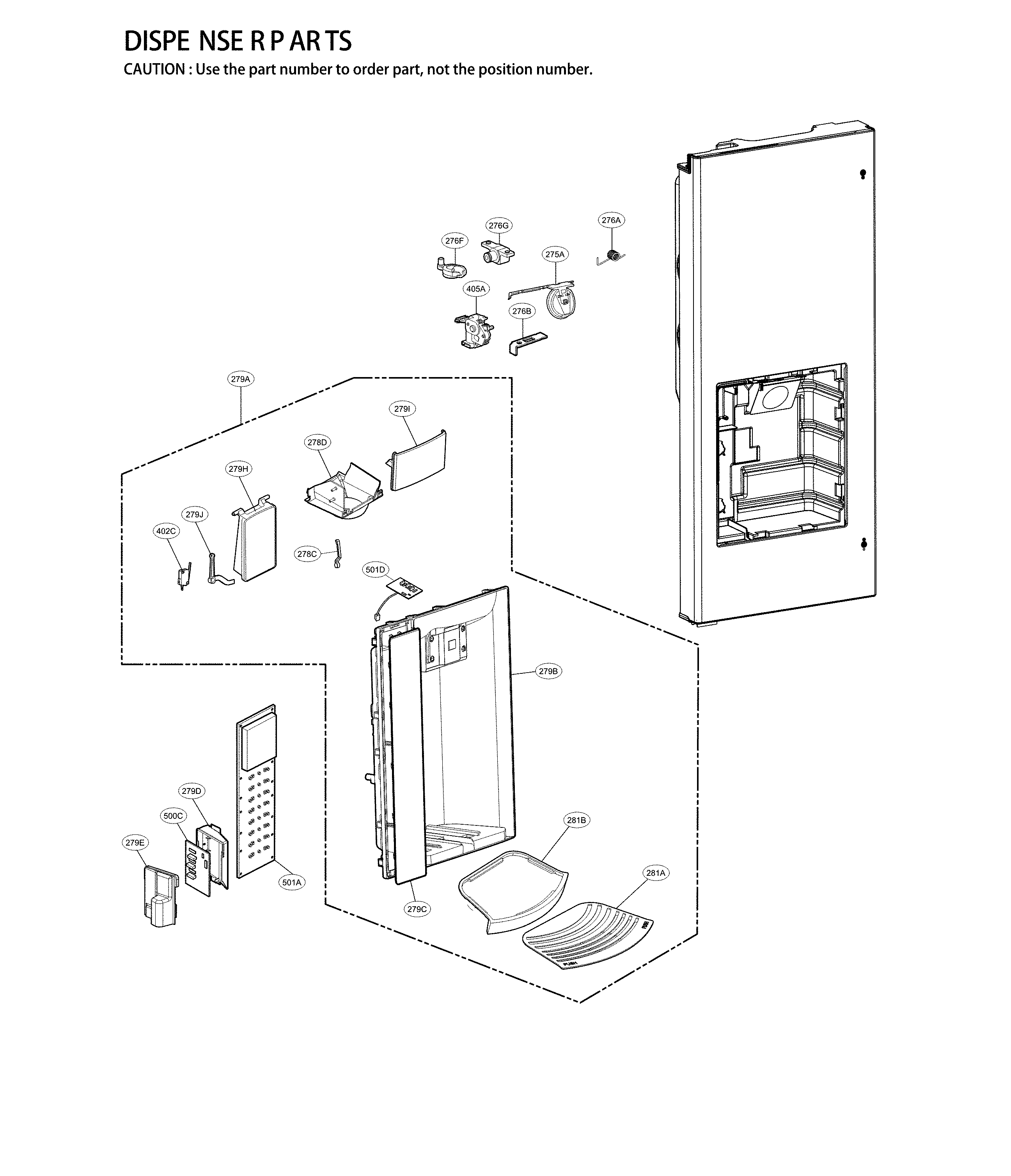 LG LFX25974SW/04 dispenser parts diagram