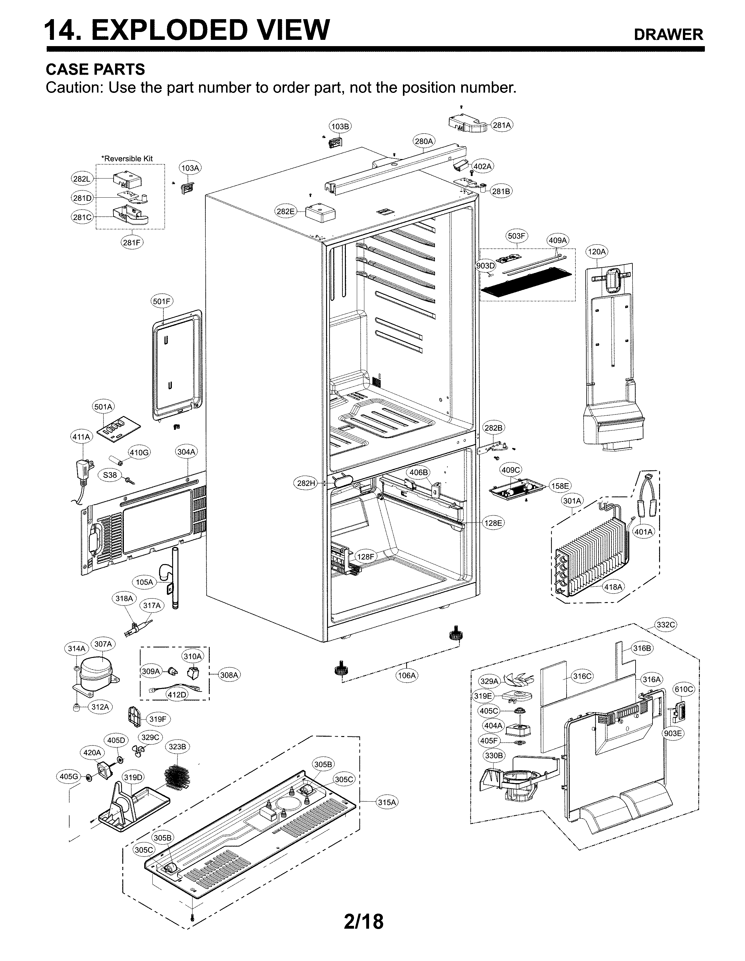 LG LDCS24223B/00 case parts diagram