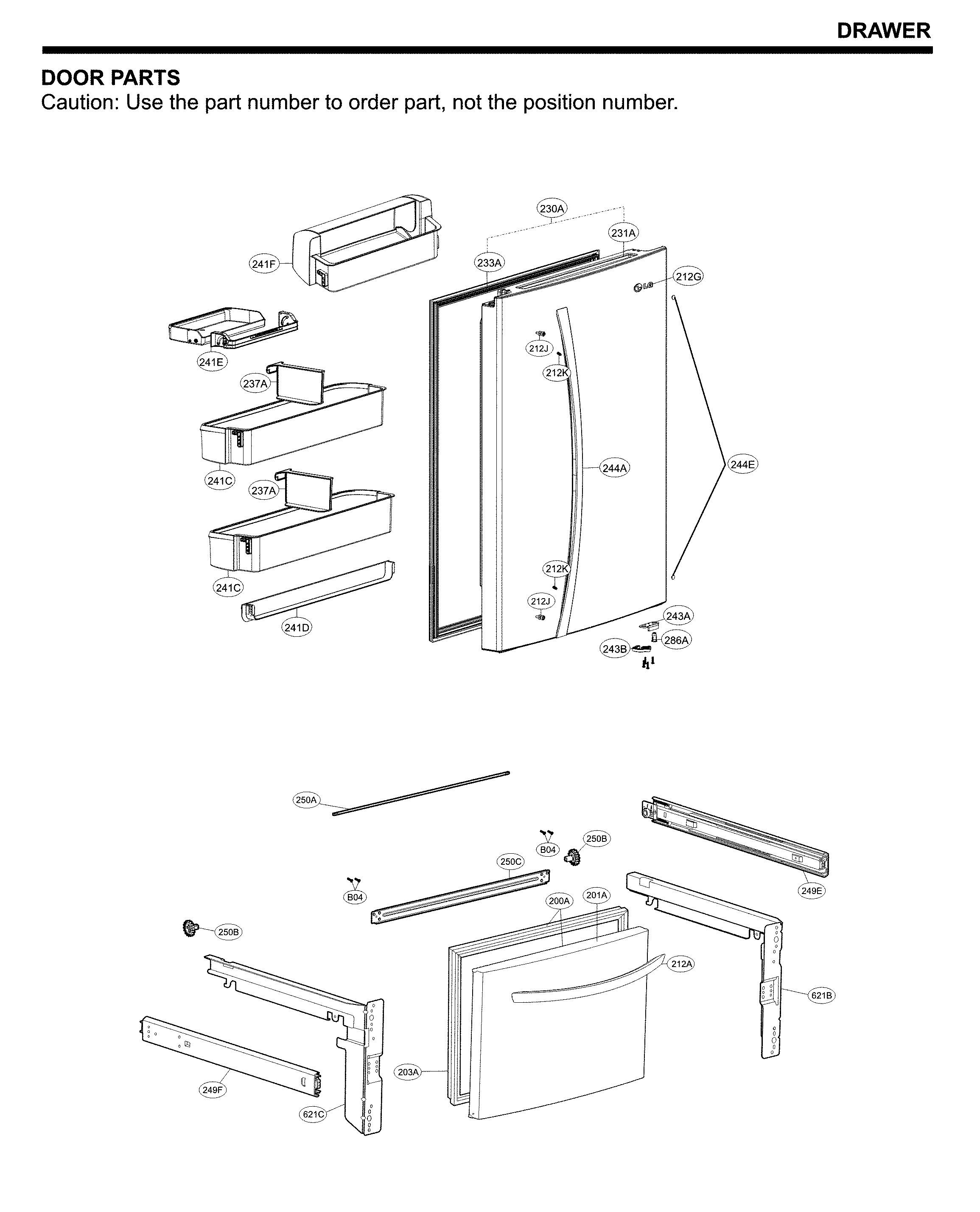 LG LDCS24223S/01 door parts diagram