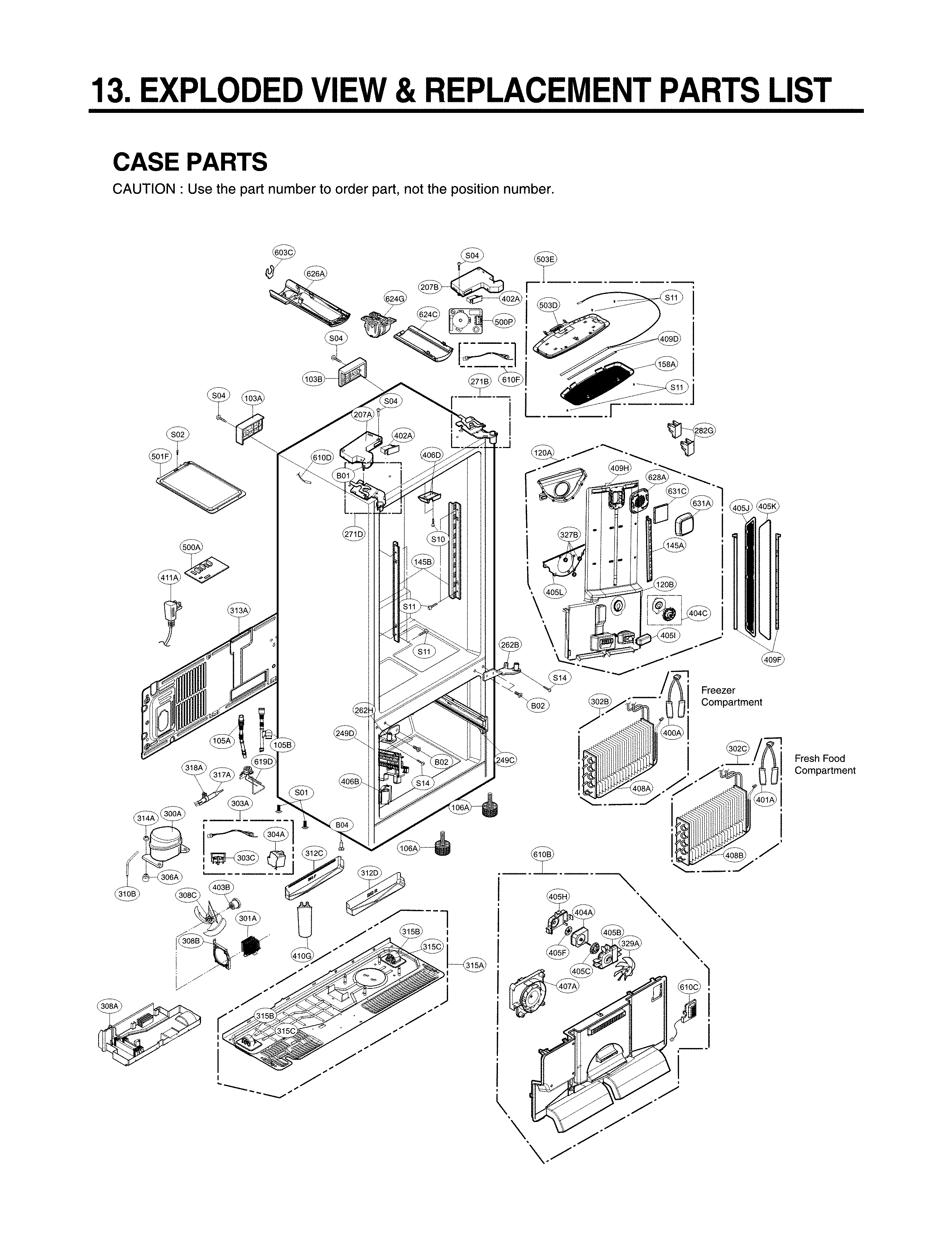 LG LSFXC2496D/00 case parts diagram