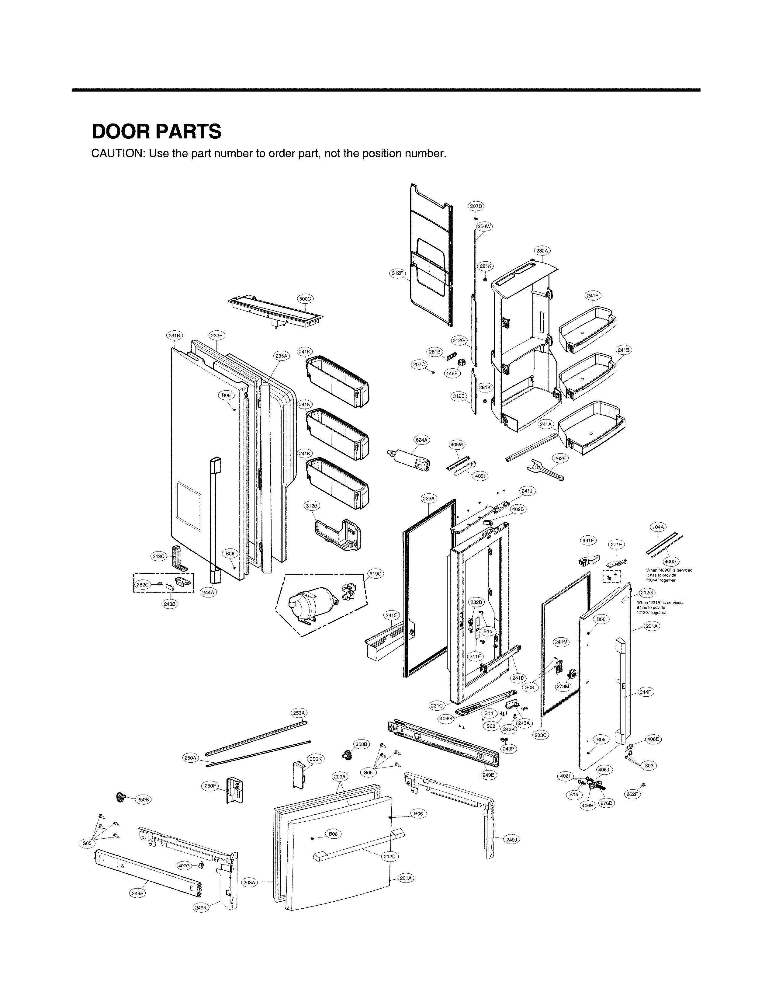 LG LSFXC2496D/00 door parts diagram