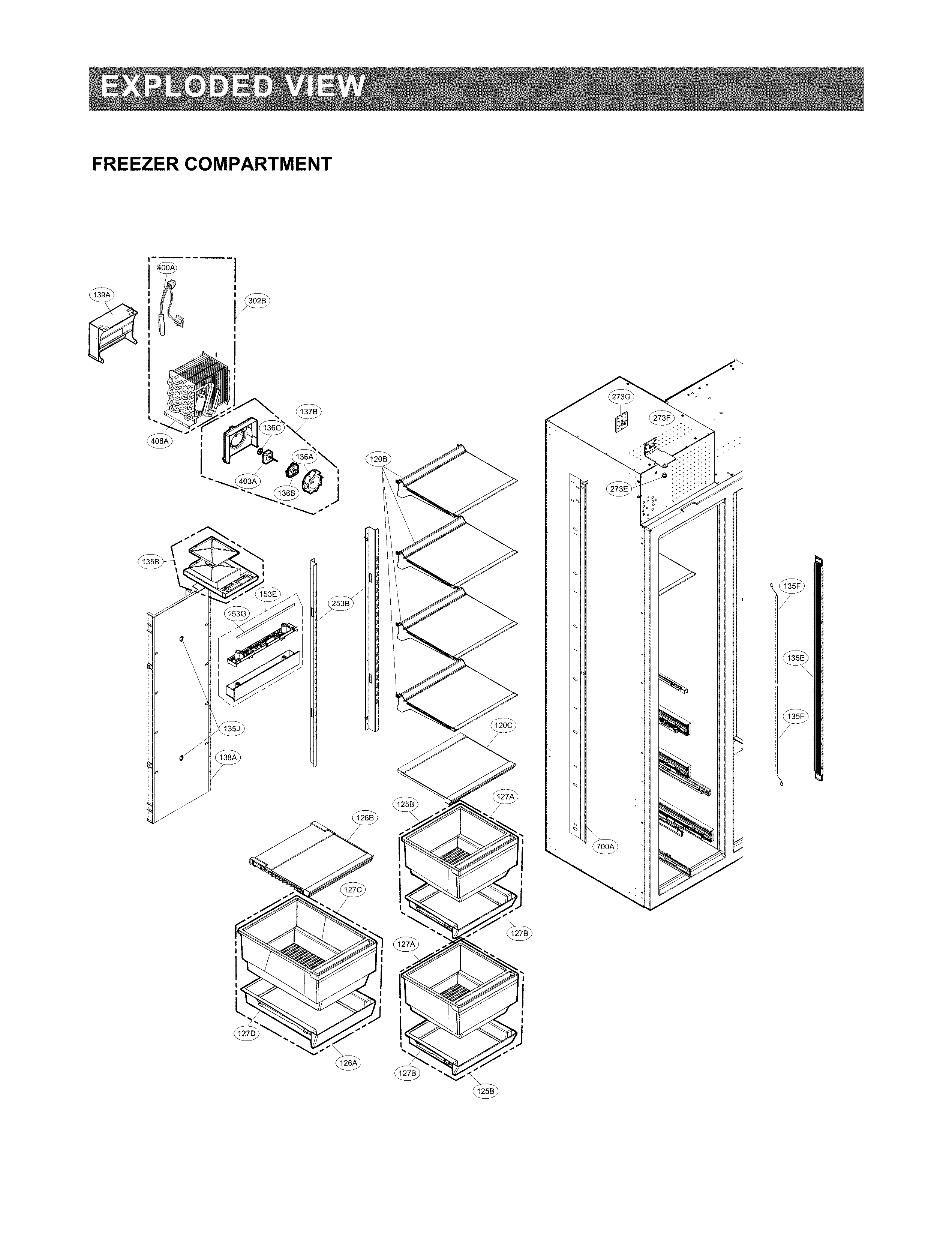 LG LSSB2692ST/00 freezer parts diagram
