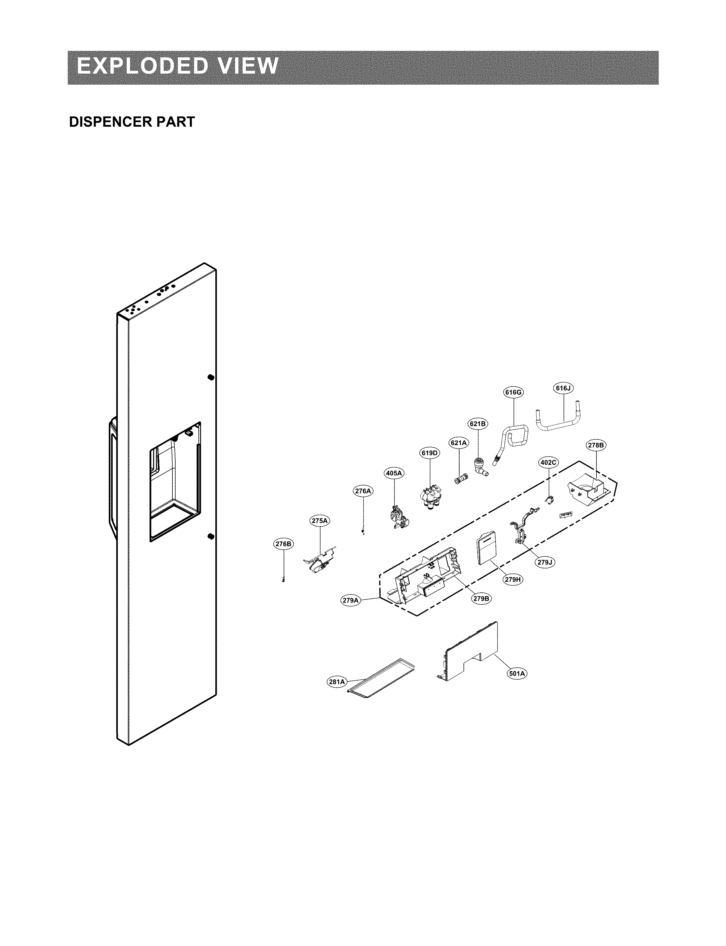 LG LSSB2692ST/00 dispenser parts diagram