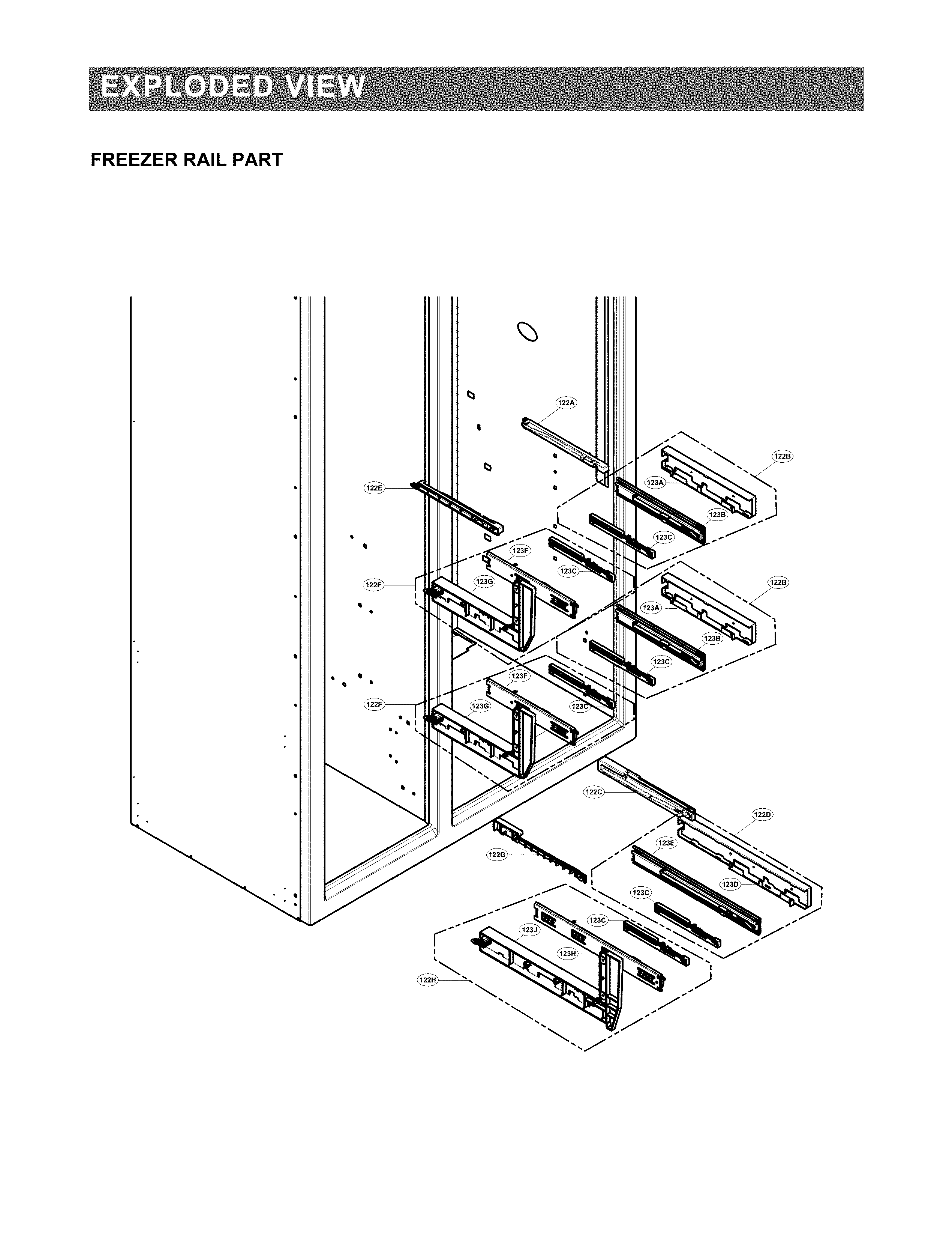 LG LSSB2692ST/00 freezer rail parts diagram