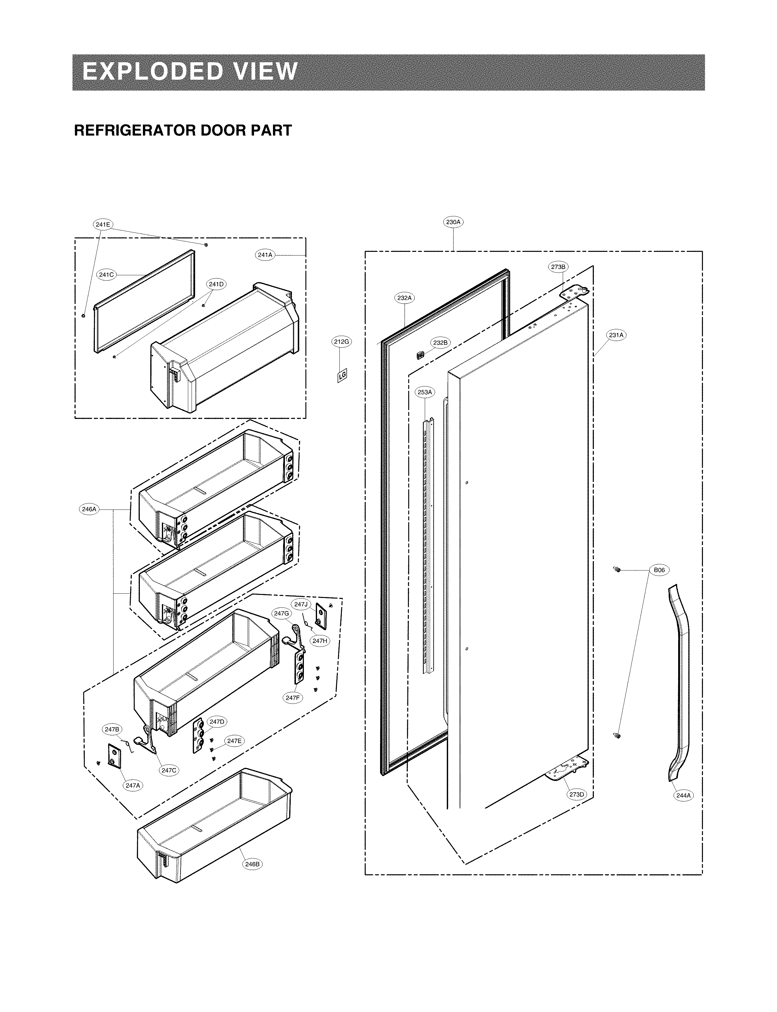 LG LSSB2696BD/00 refrigerator door parts diagram