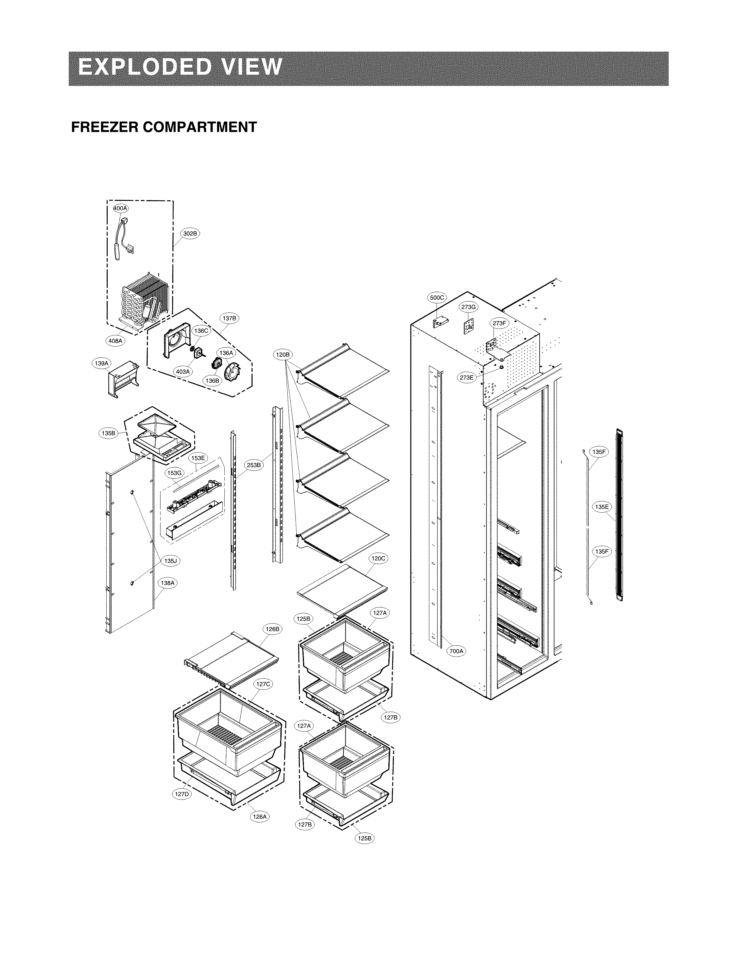 LG LSSB2696BD/00 freezer parts diagram