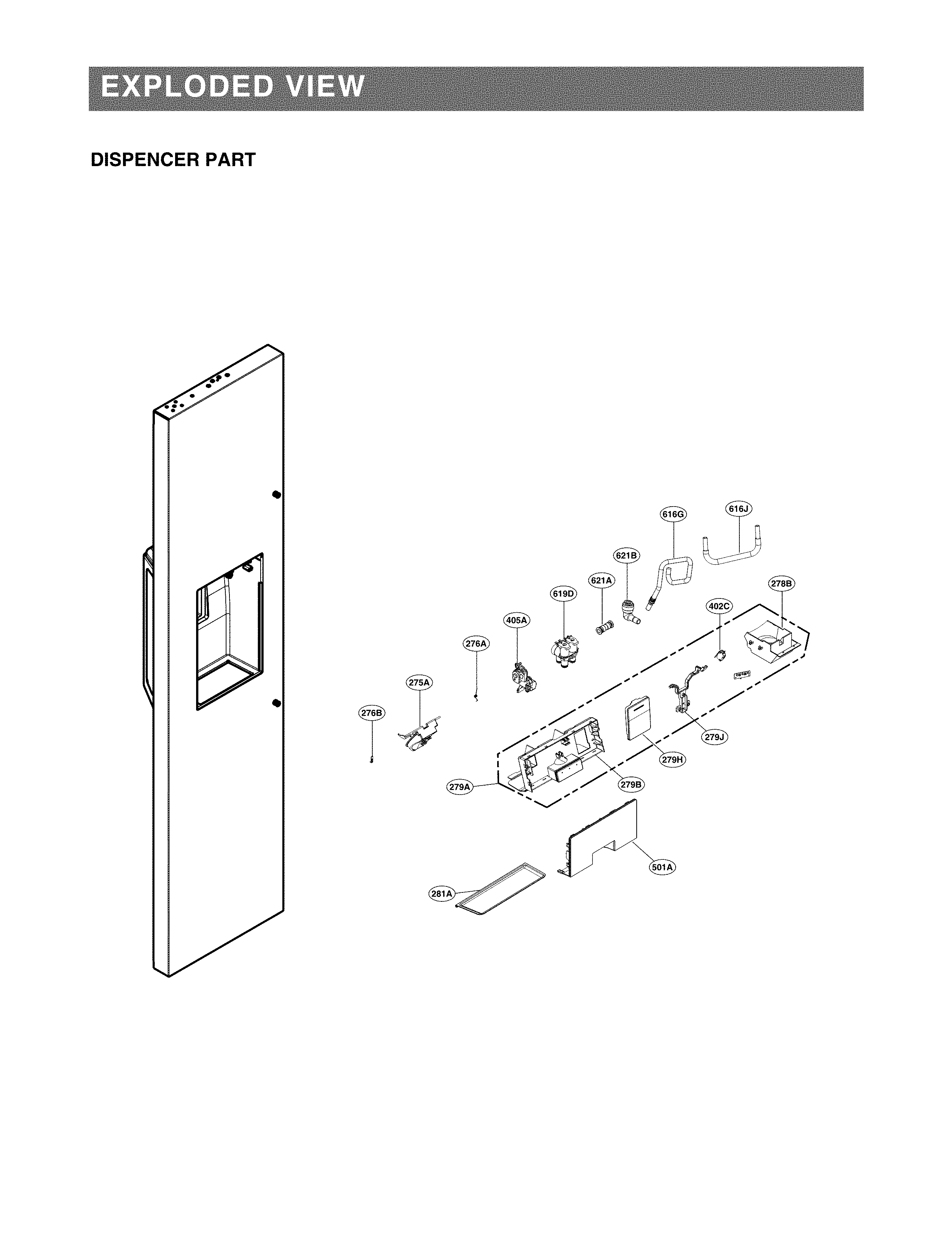 LG LSSB2696BD/00 dispenser parts diagram