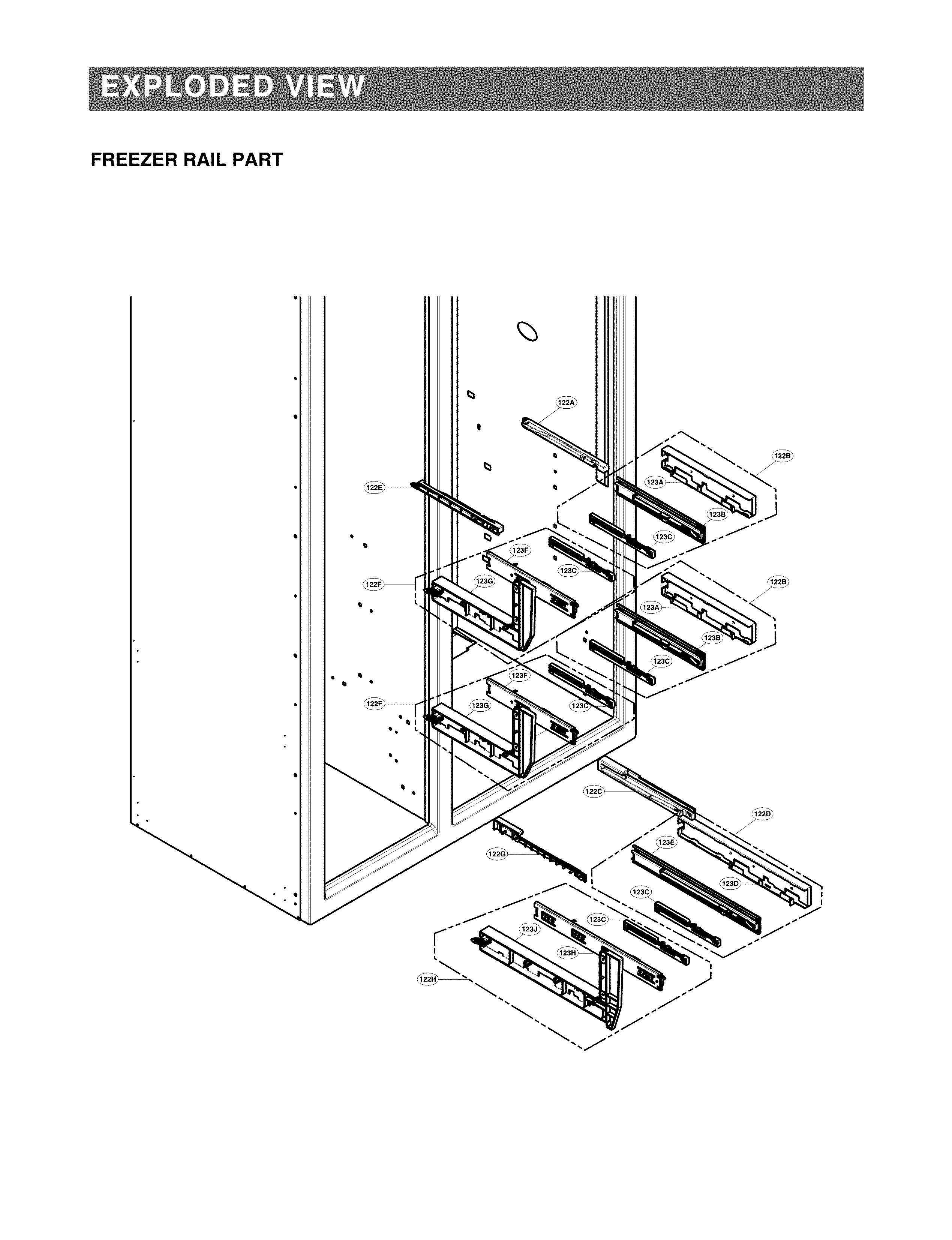 LG LSSB2696BD/00 freezer rail parts diagram