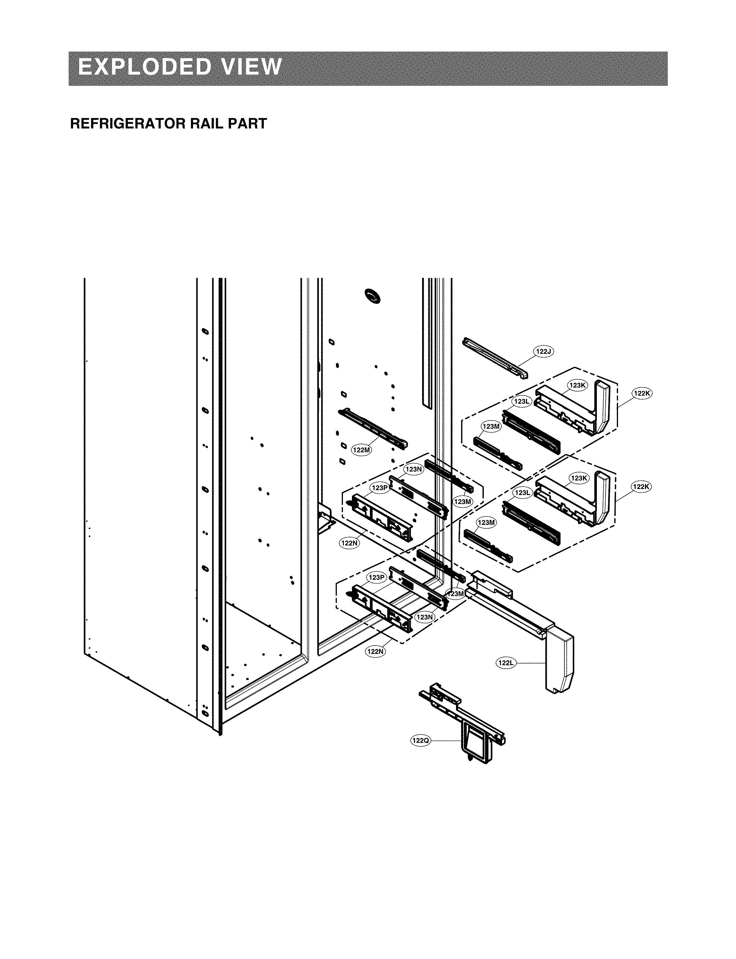 LG LSSB2696BD/00 refrigerator rail parts diagram