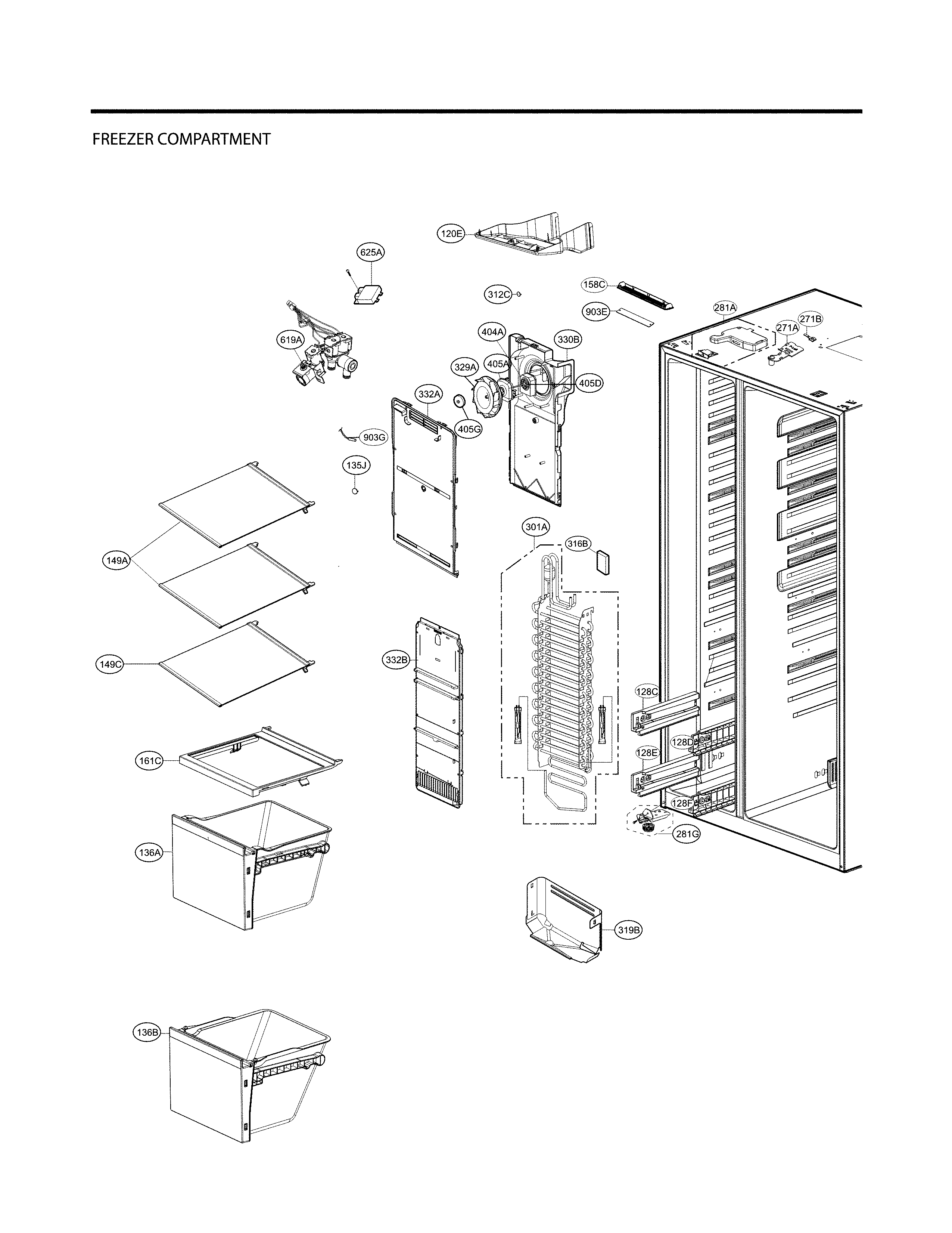 LG LSXC22396S/00 freezer parts diagram