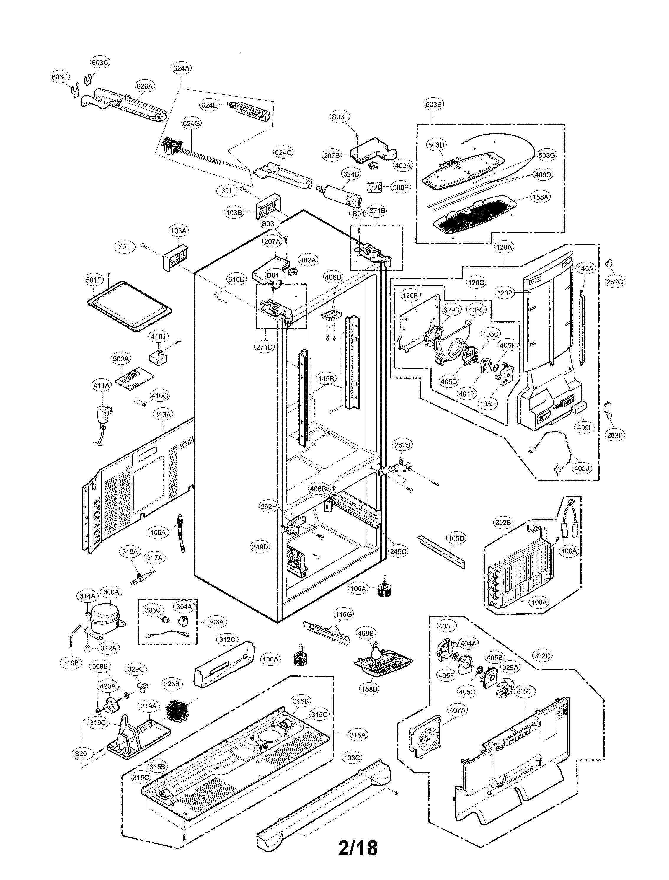LG LFX28978ST/04 case parts diagram