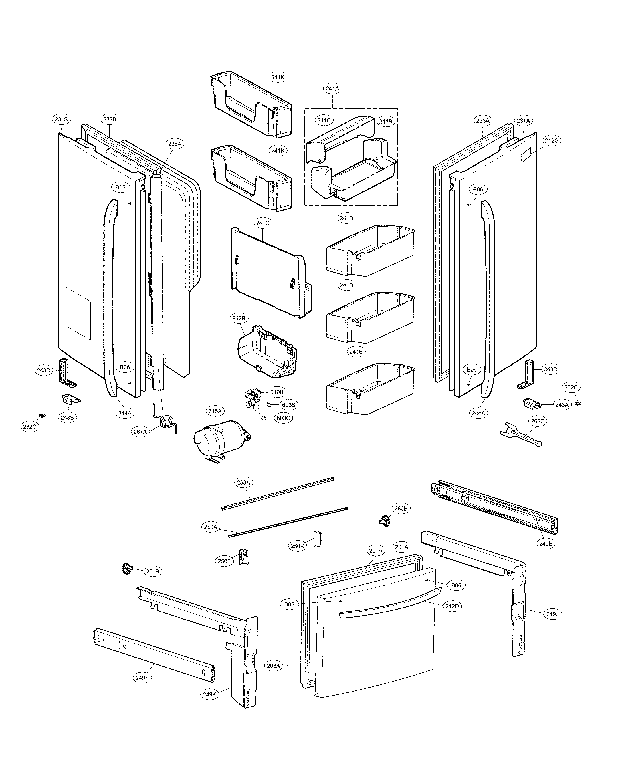 LG LFX28978ST/04 door parts diagram