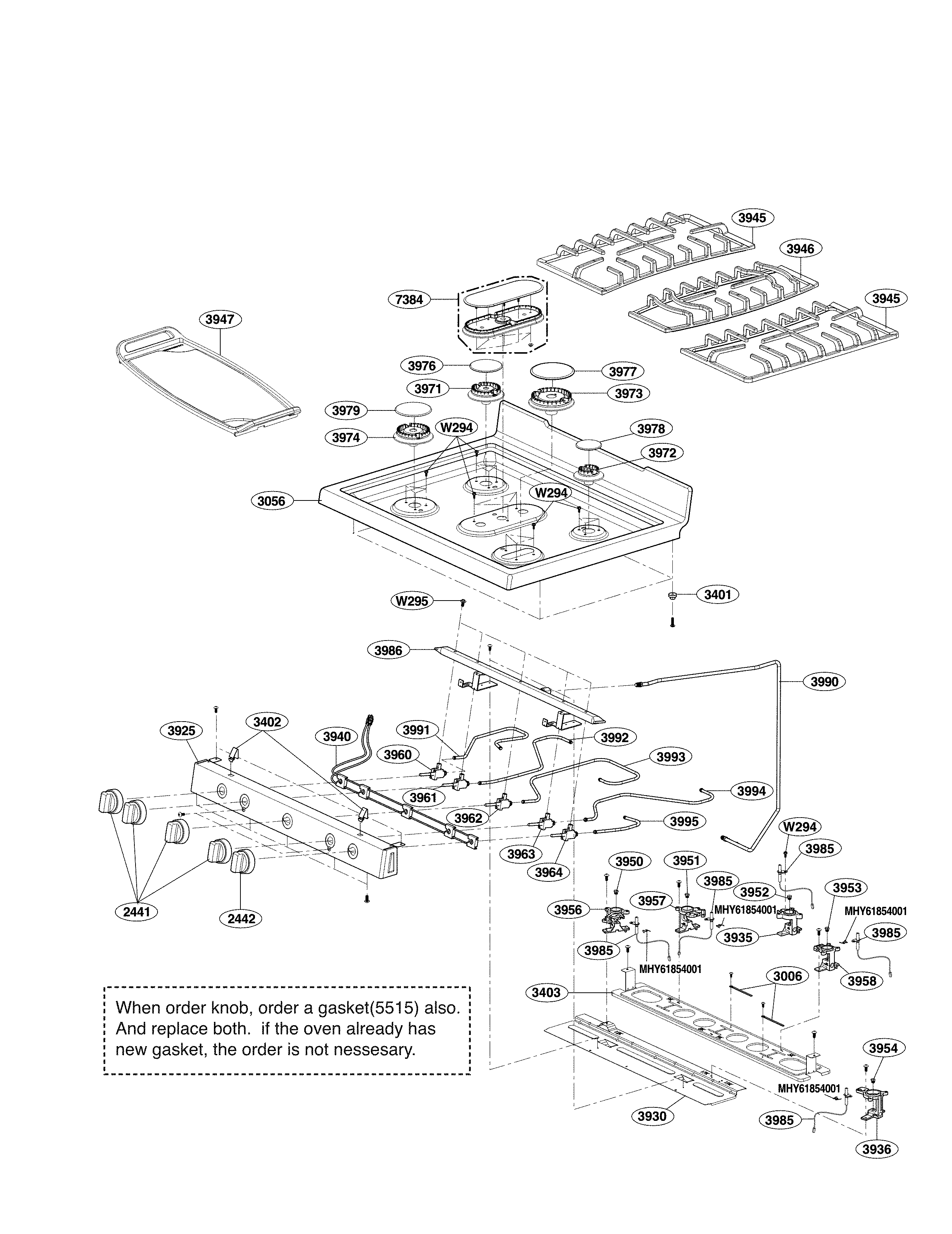 LG LRG3093SW/01 cooktop parts diagram
