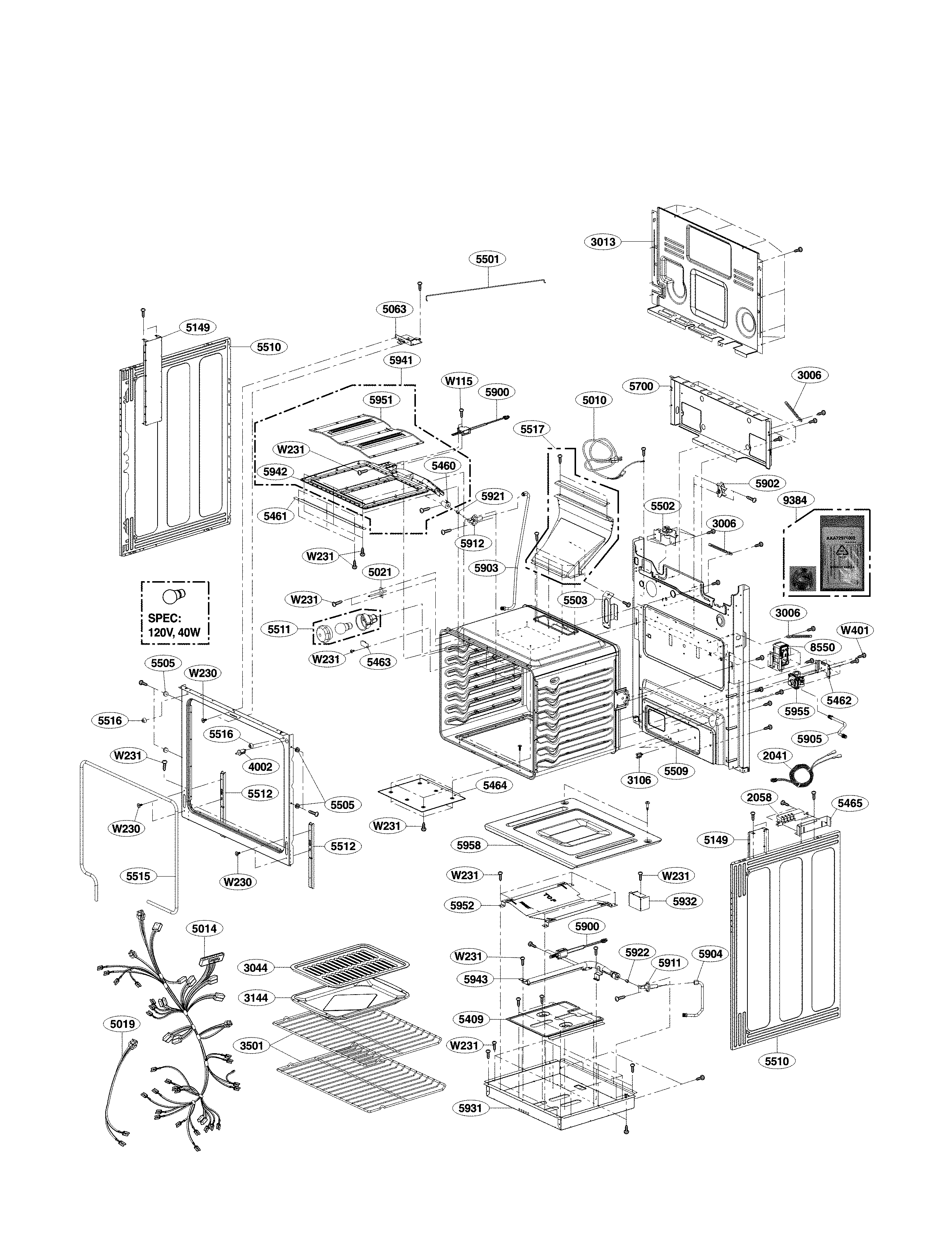 LG LRG3093SW/01 cavity parts diagram