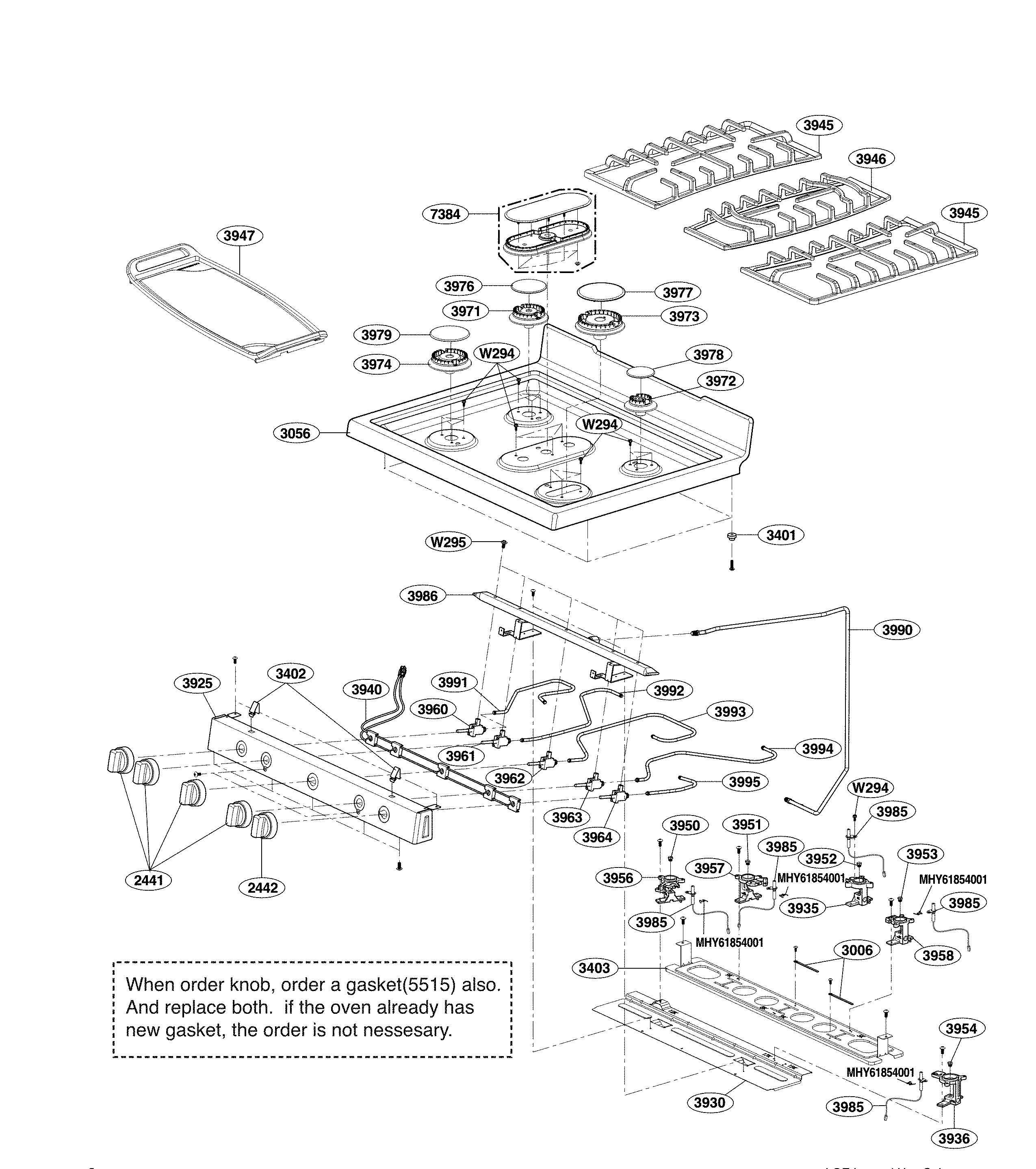 LG LRG3095ST/01 cooktop parts diagram