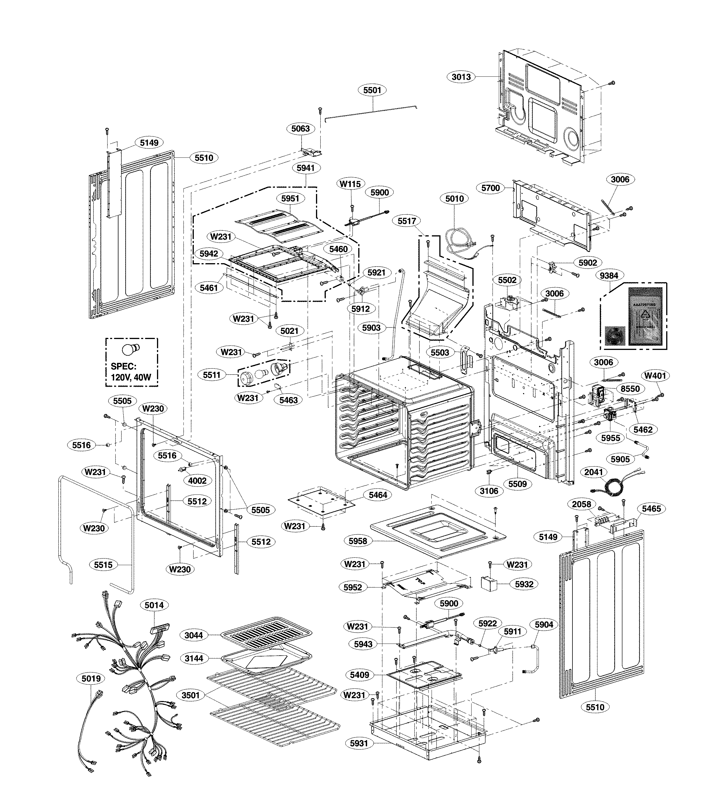 LG LRG3095ST/01 cavity parts diagram