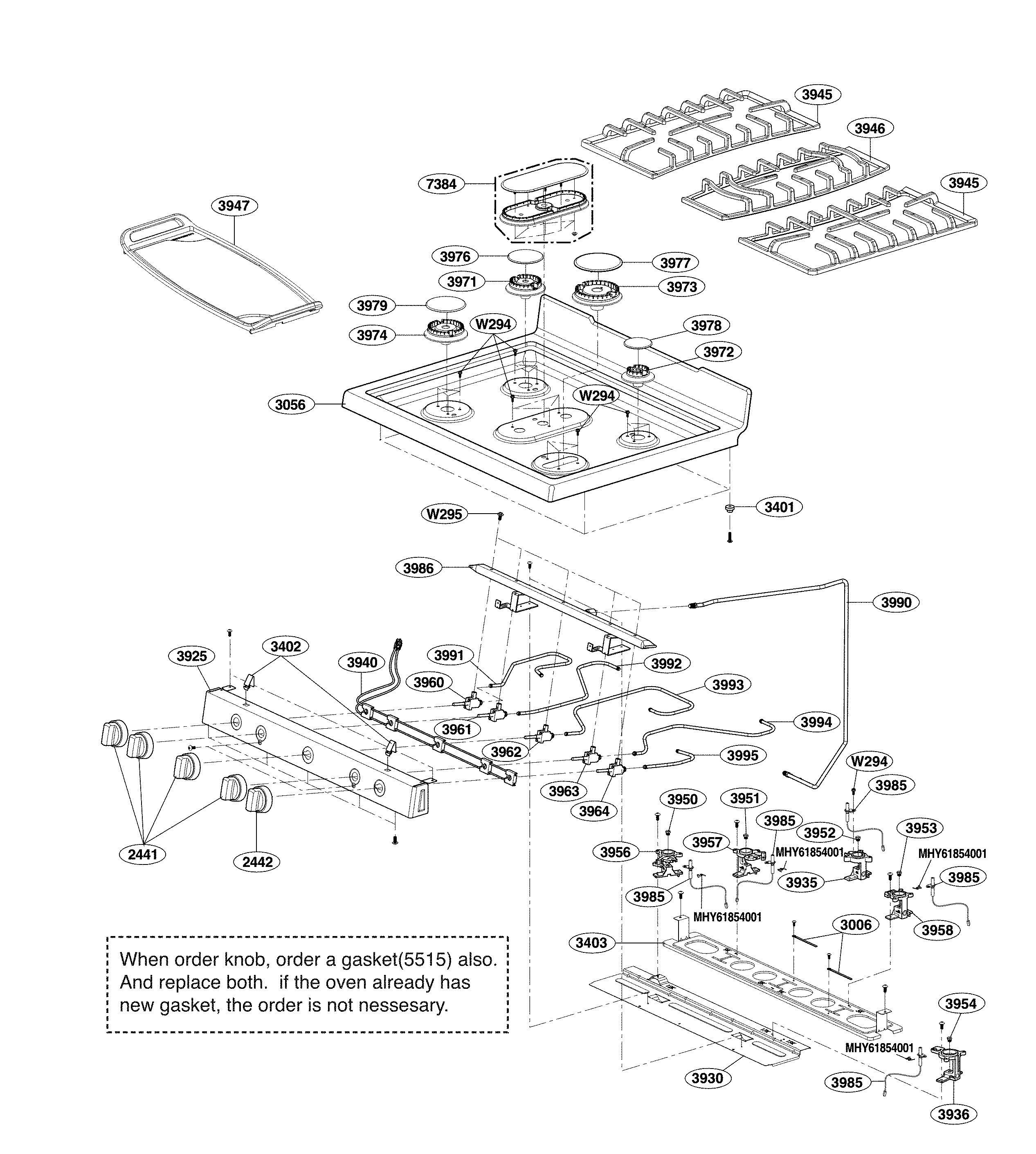 LG LRG3095ST/02 cooktop parts diagram