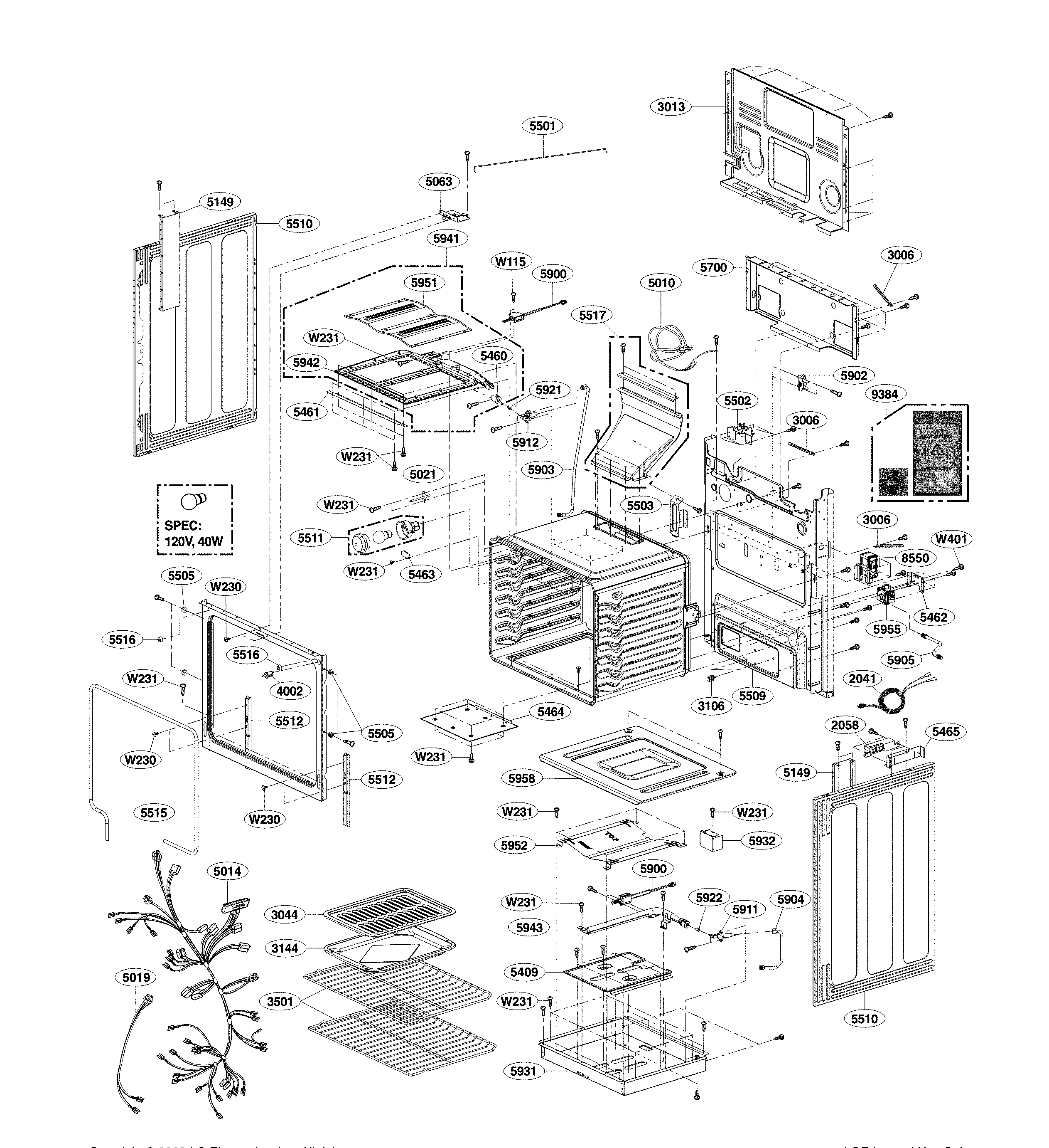 LG LRG3095ST/02 cavity parts diagram