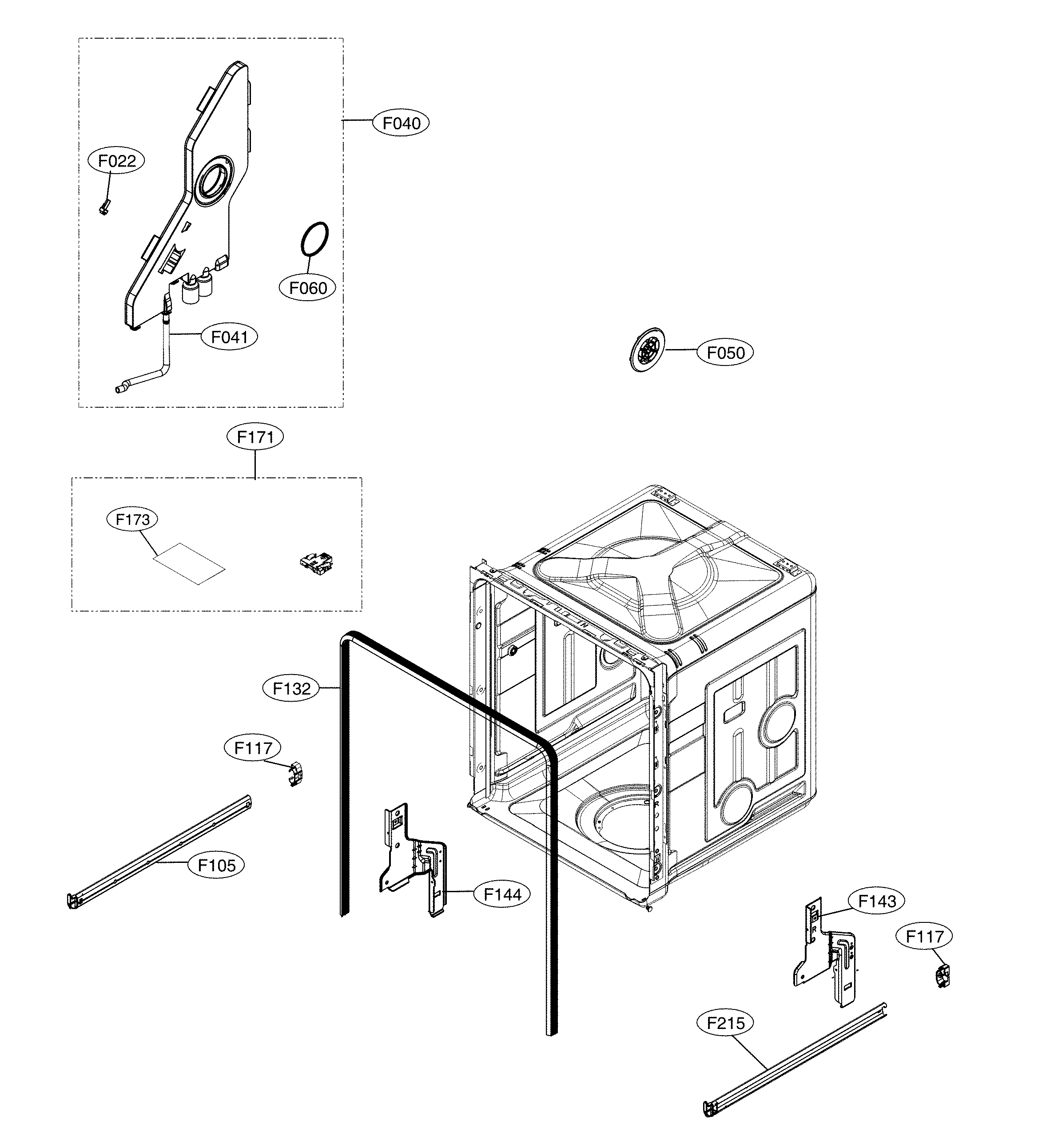 LG LDF5545BB/00 tub parts diagram