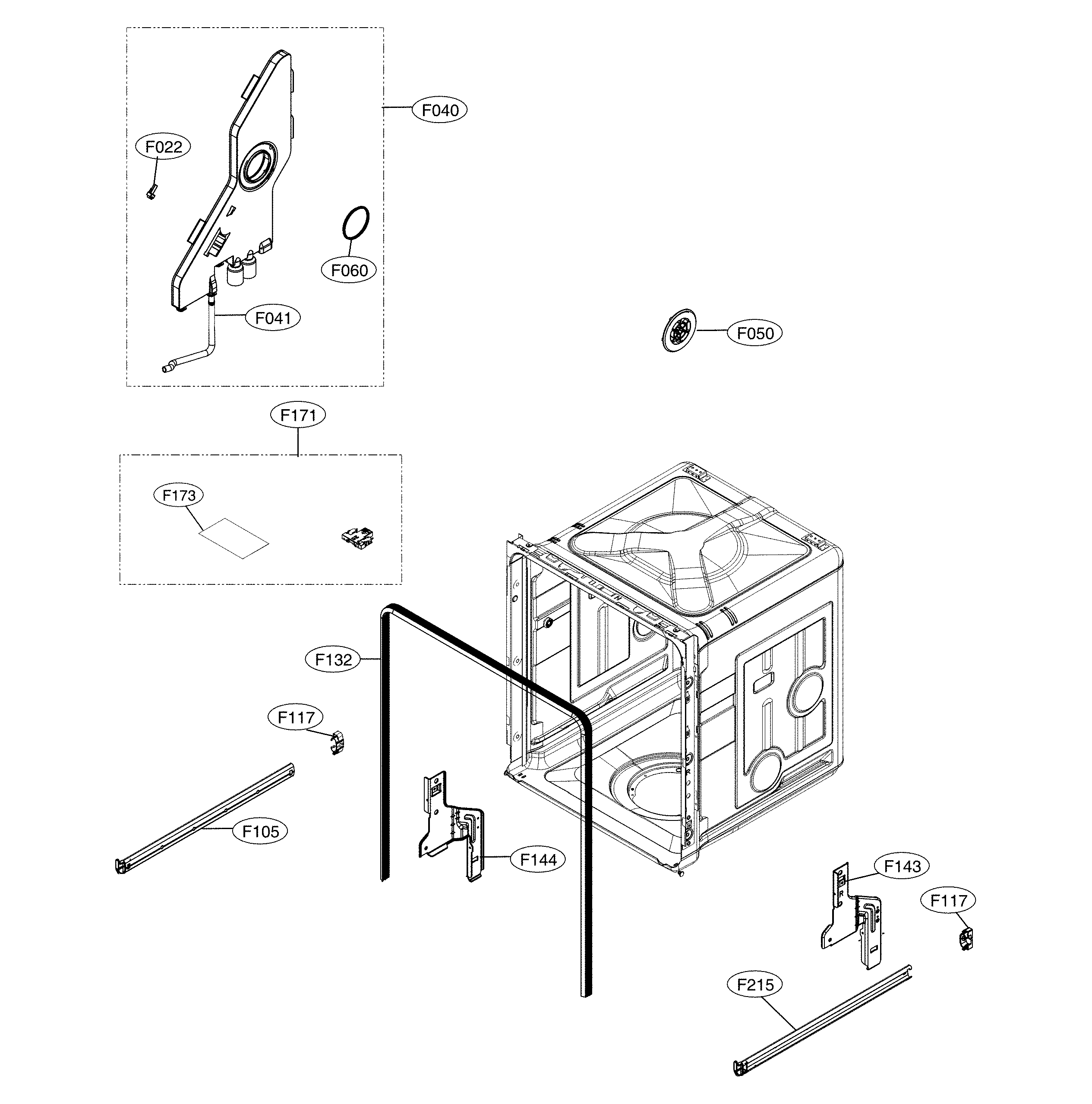 LG LDF5545BD/00 tub parts diagram