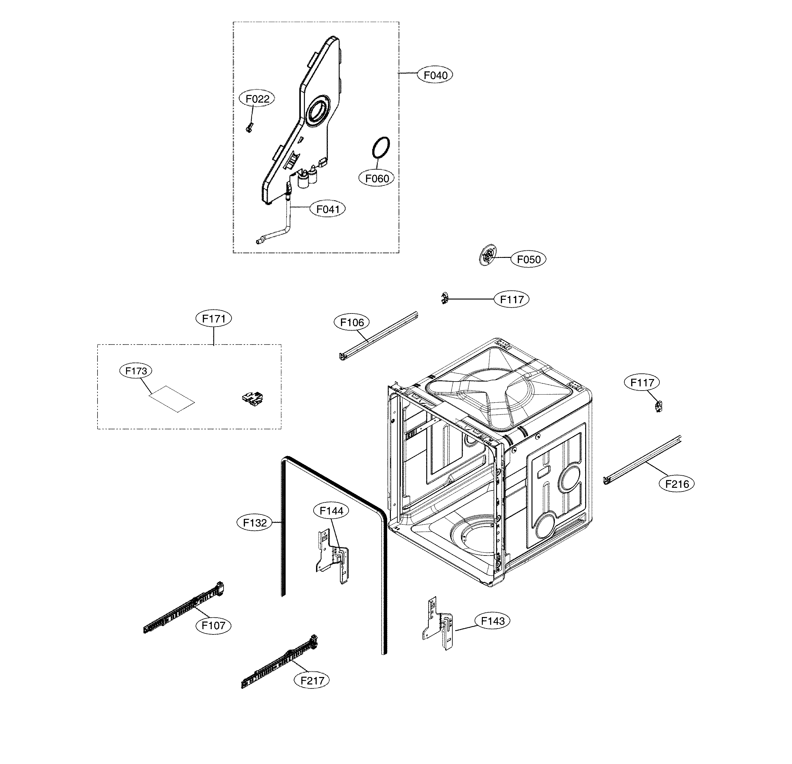 LG LDP6797BB/00 tub parts diagram