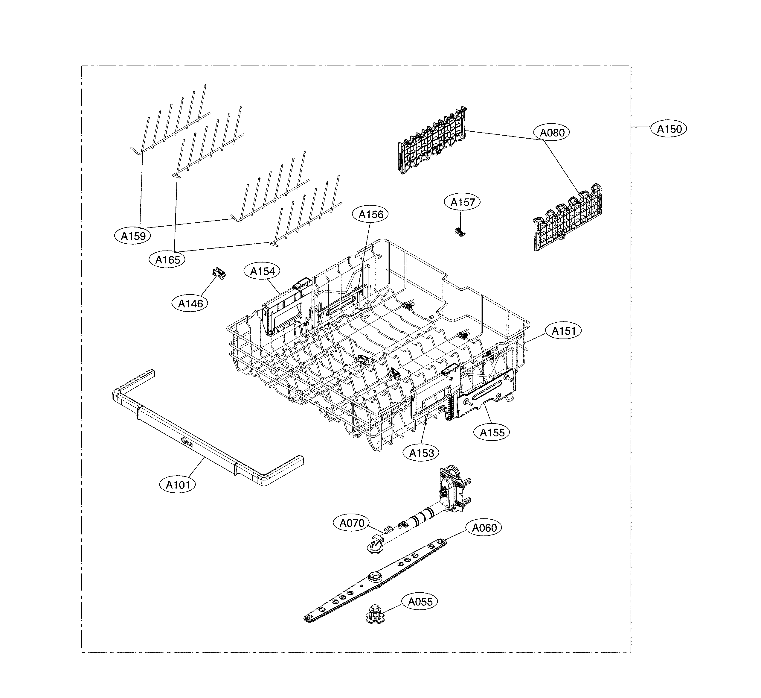 LG LDP6797BB/00 upper rack parts diagram