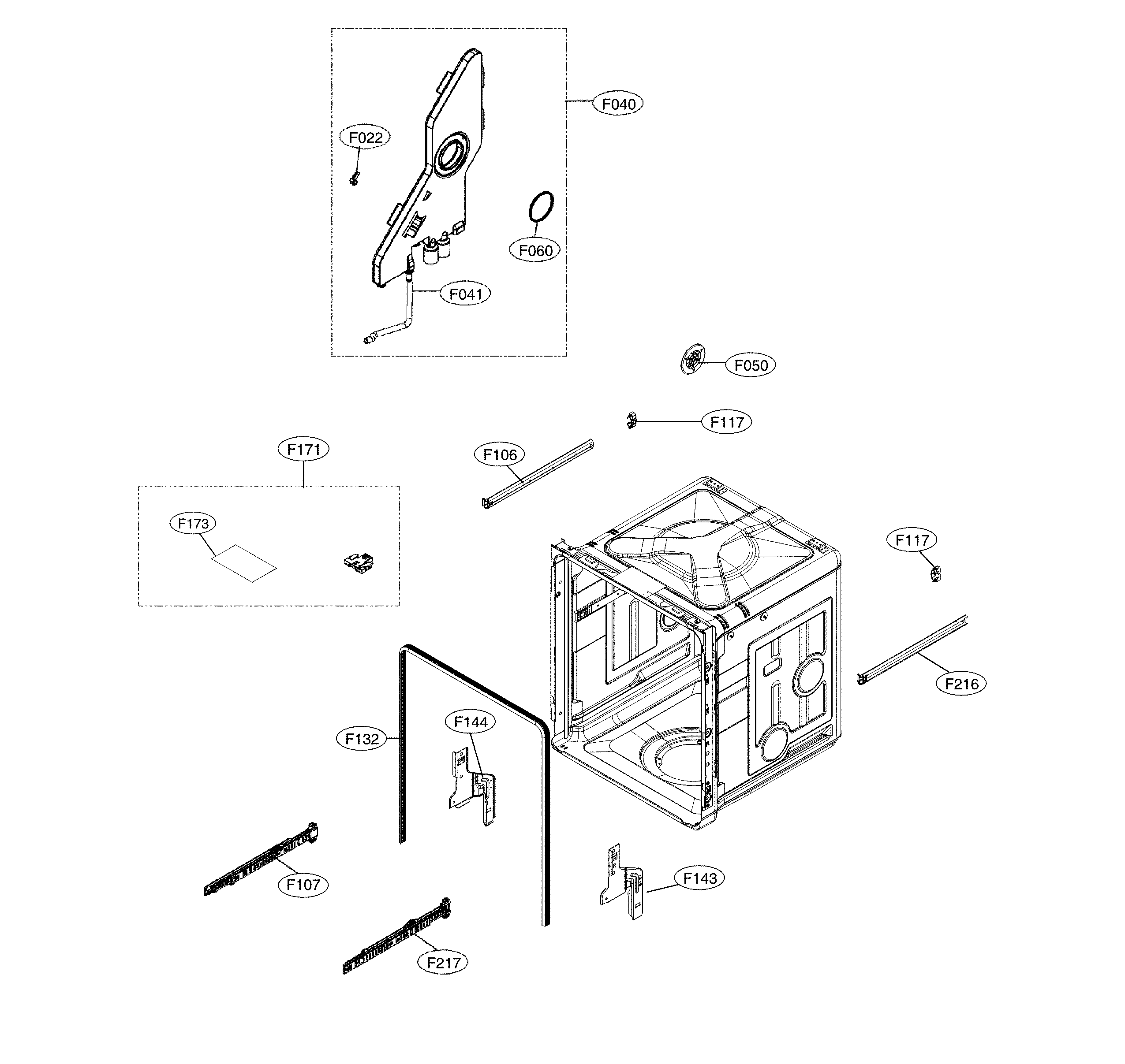 LG LDP6797ST/00 tub parts diagram