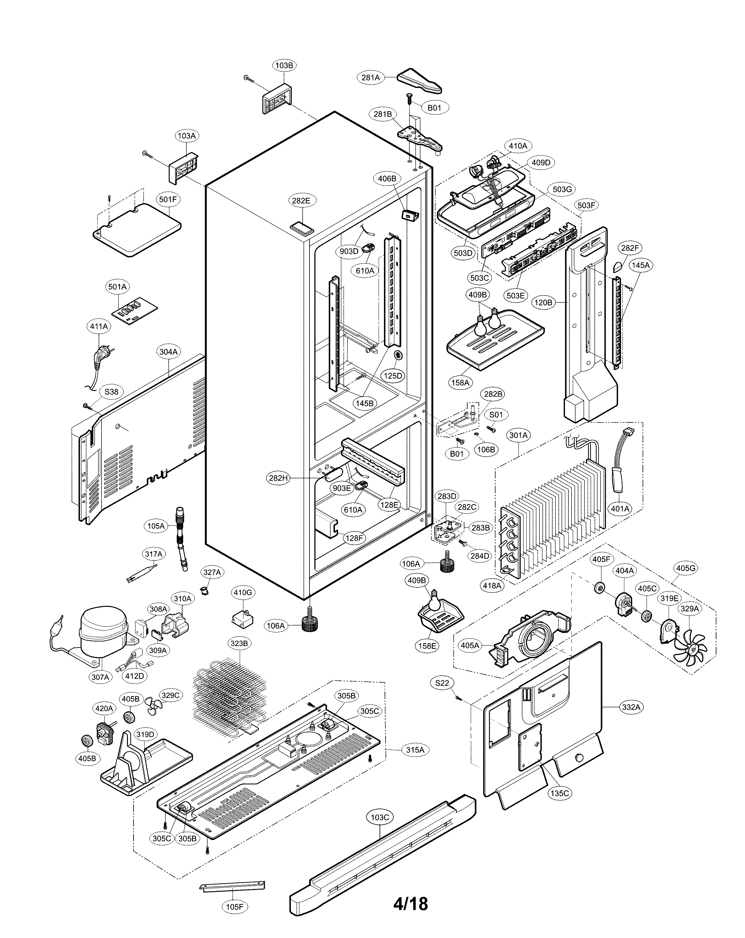 Kenmore 79578279901 case parts diagram