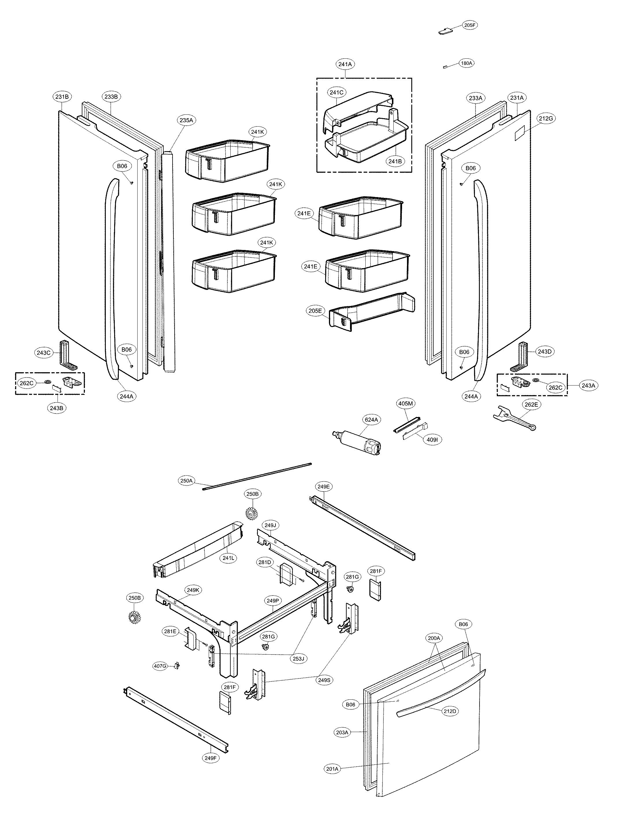 Kenmore Elite 79574013412 door parts diagram