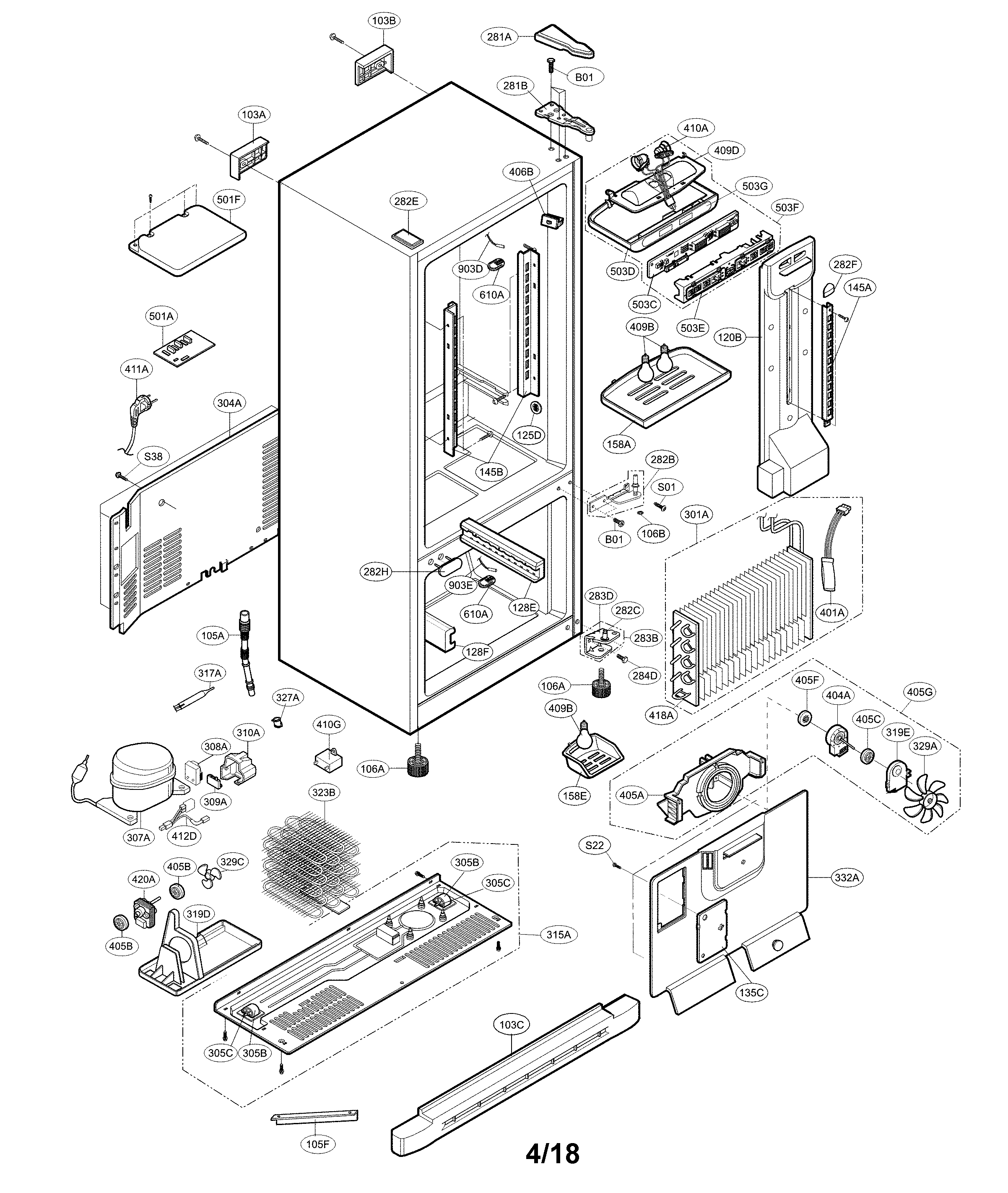 Kenmore 79578274901 case parts diagram