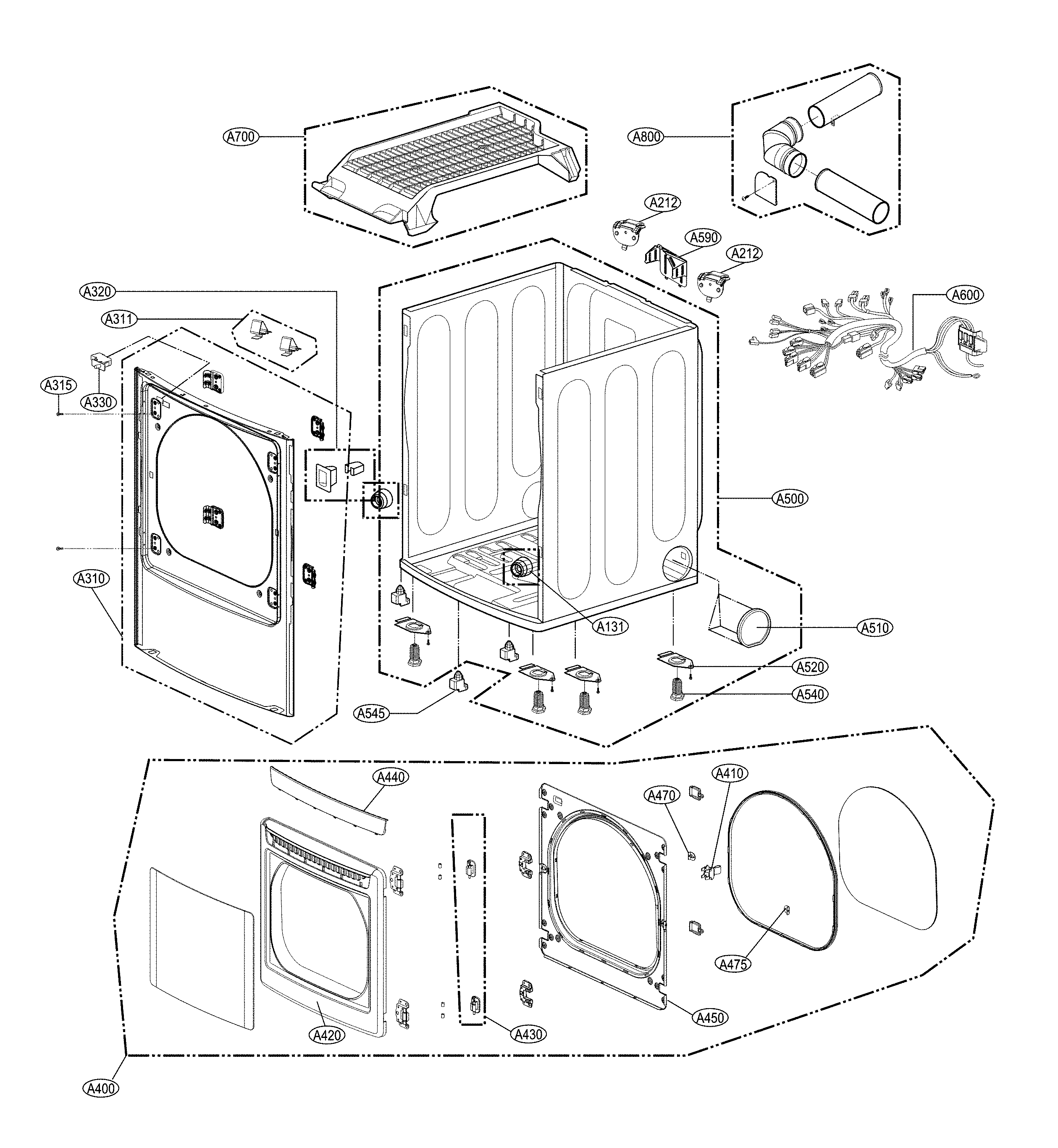 Kenmore Elite 79661522211 cabinet and door parts diagram