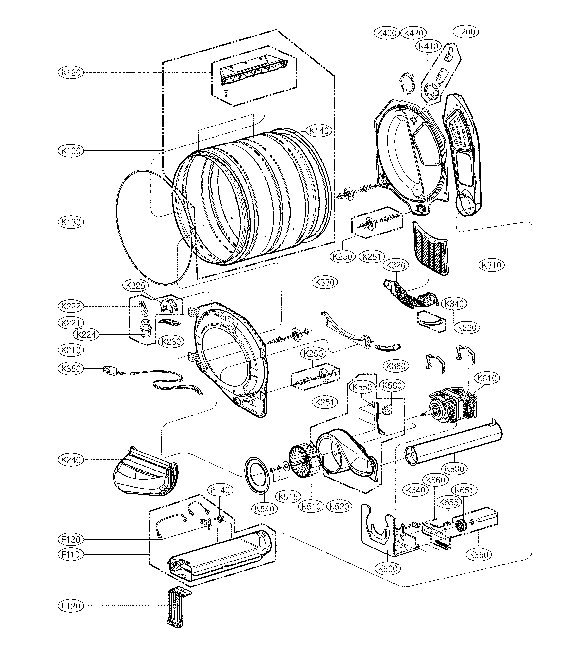 Kenmore Elite 79661522211 drum parts diagram