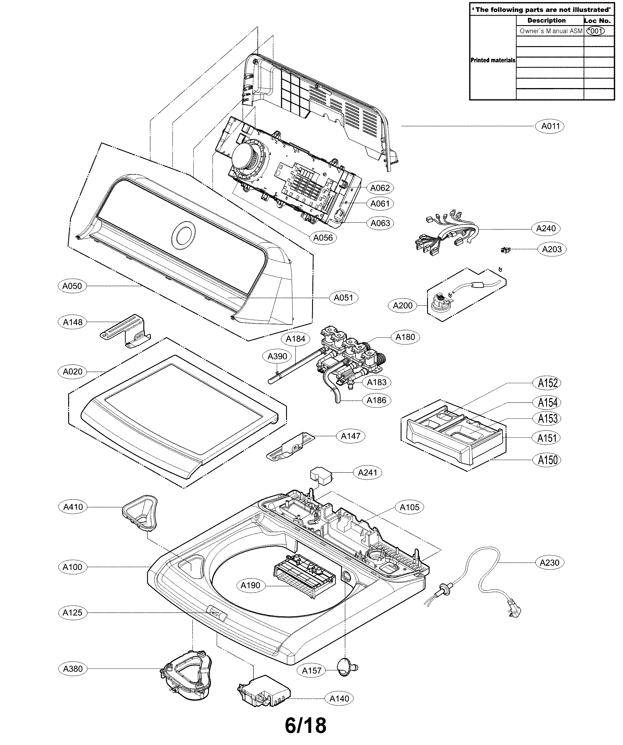 LG WT7200CV/00 top cover parts diagram