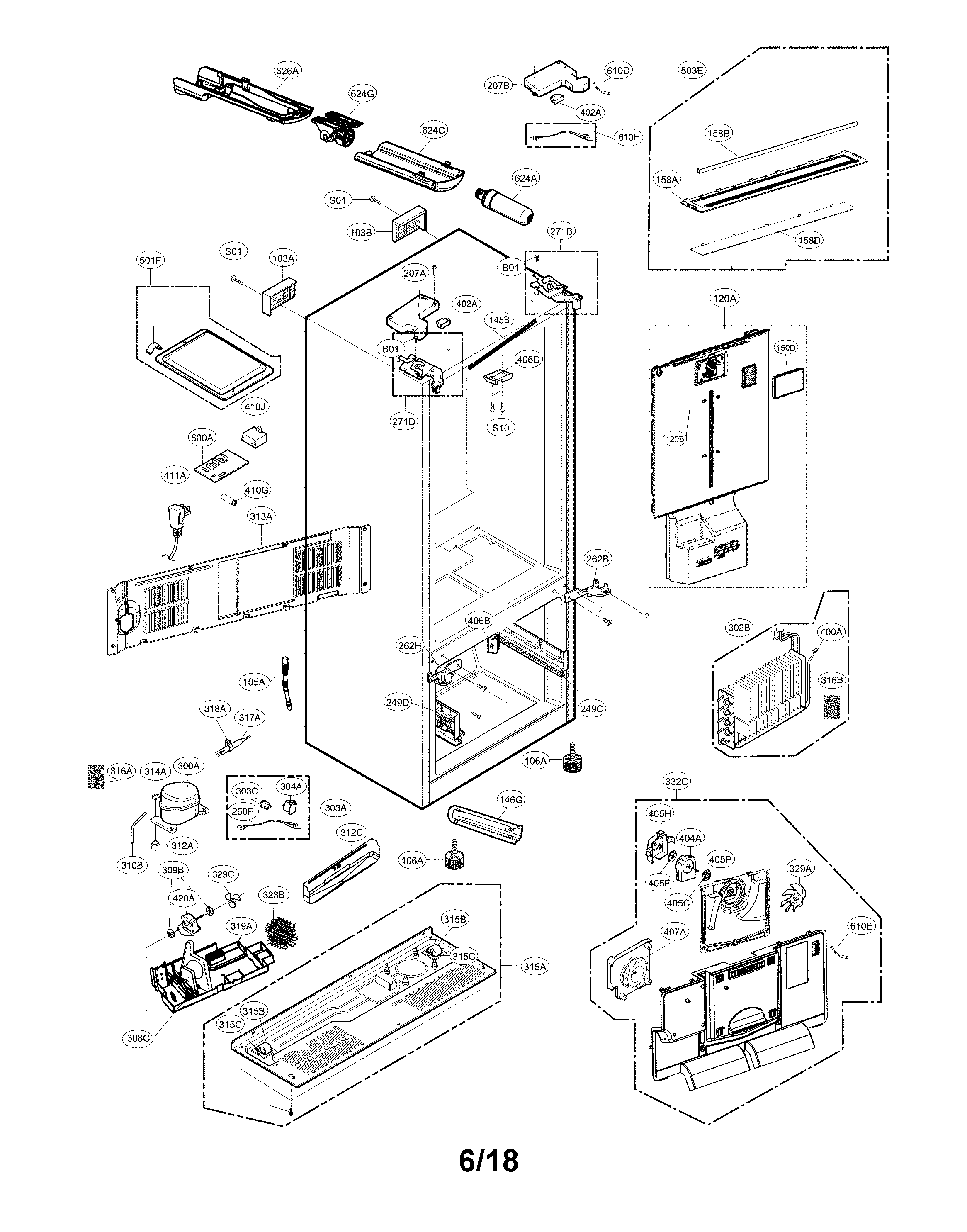 LG LFXS28968S/00 case parts diagram